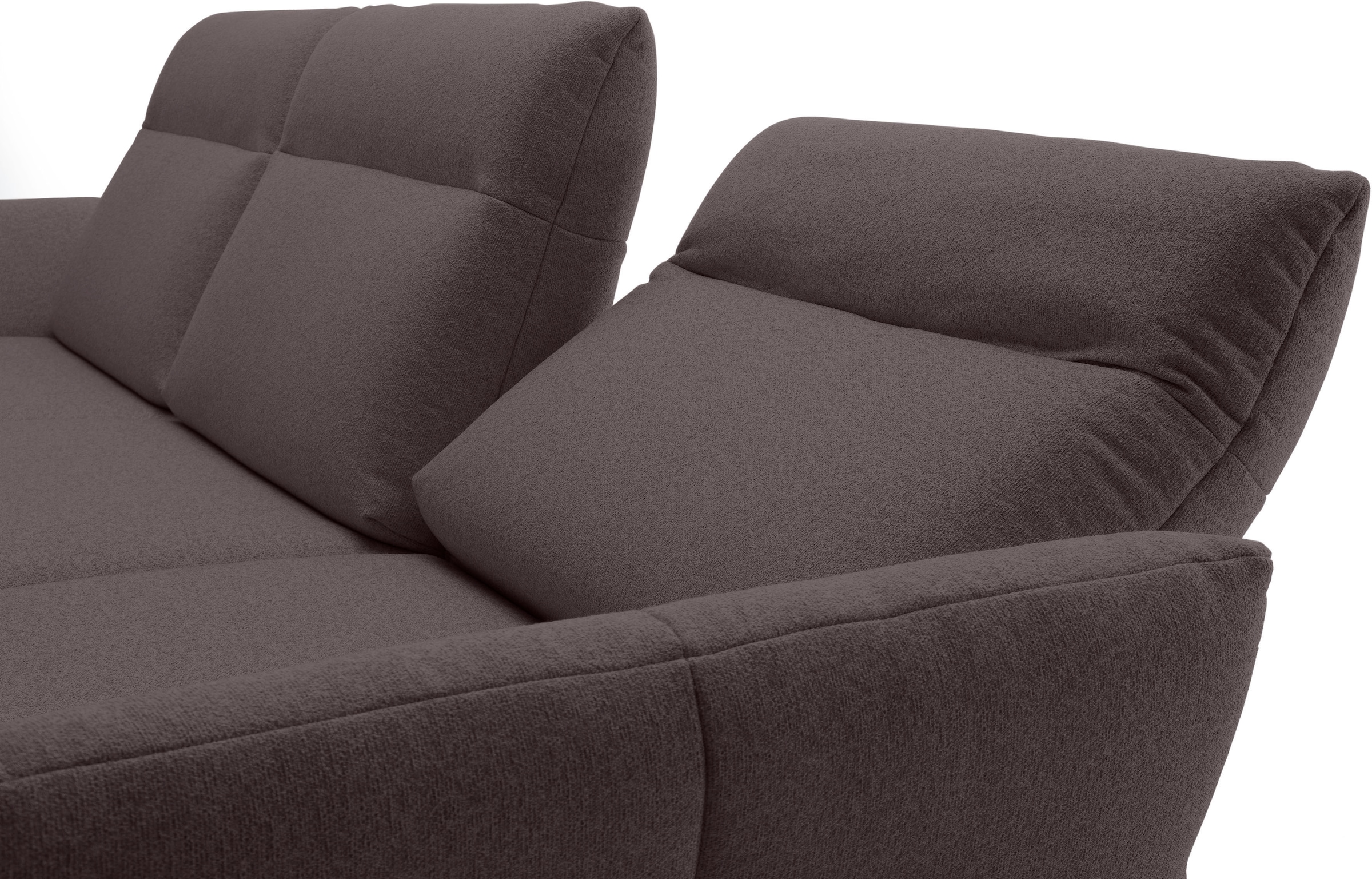 Creation BY ROLF BENZ Canapé d'angle »CR.460 Designsofa mit verstellbarer Rückenlehne, hochwertig & bequem« socle en chêne, pieds en aluminium moulé gris ombre, largeur 298 cm