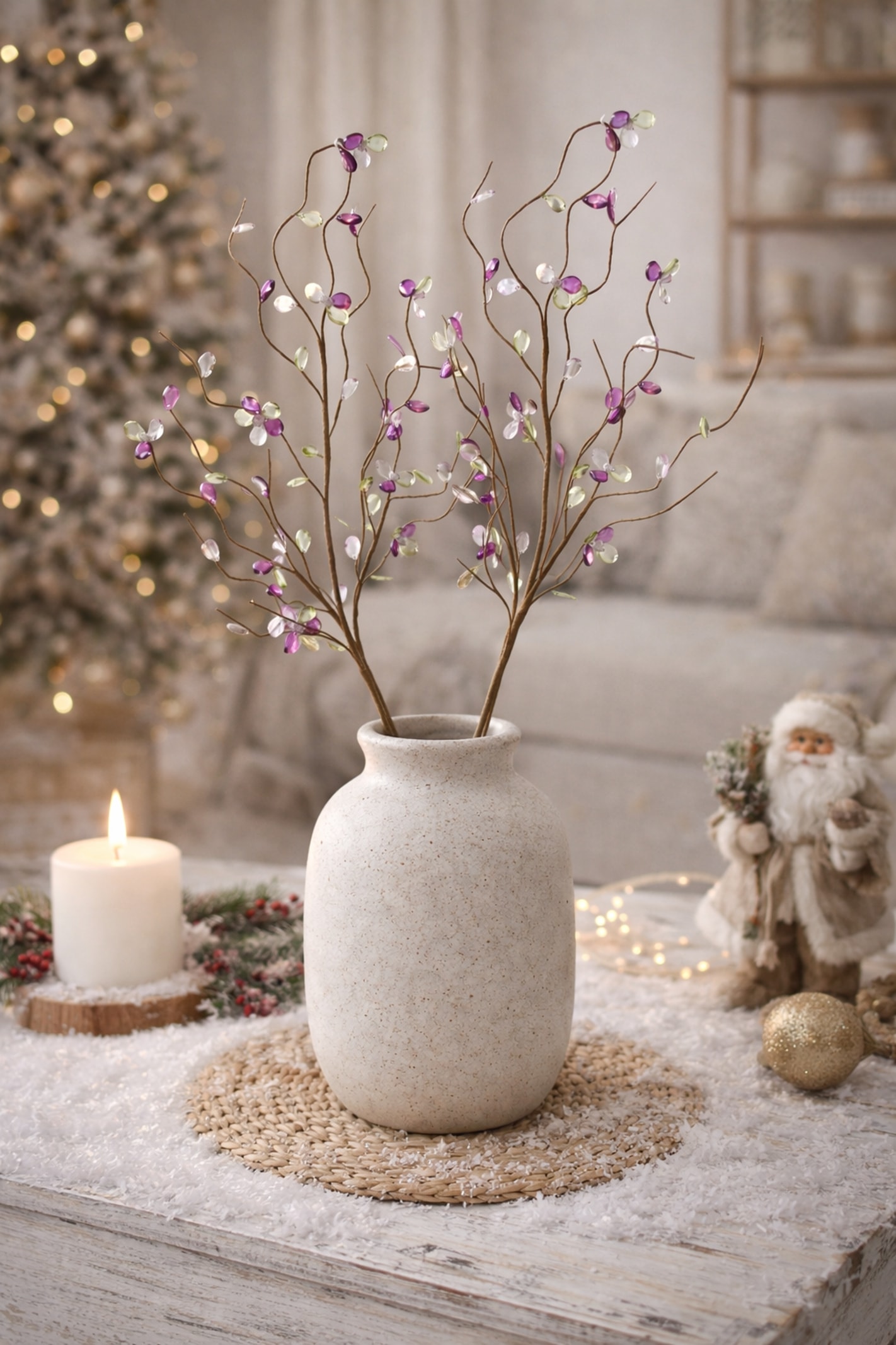 I.GE.A. Branche artistique »Deko-Zweig mit Blüten« 2er Set Ast Blume Einzelblume Floristik Hochzeit Kränze Kunstblume