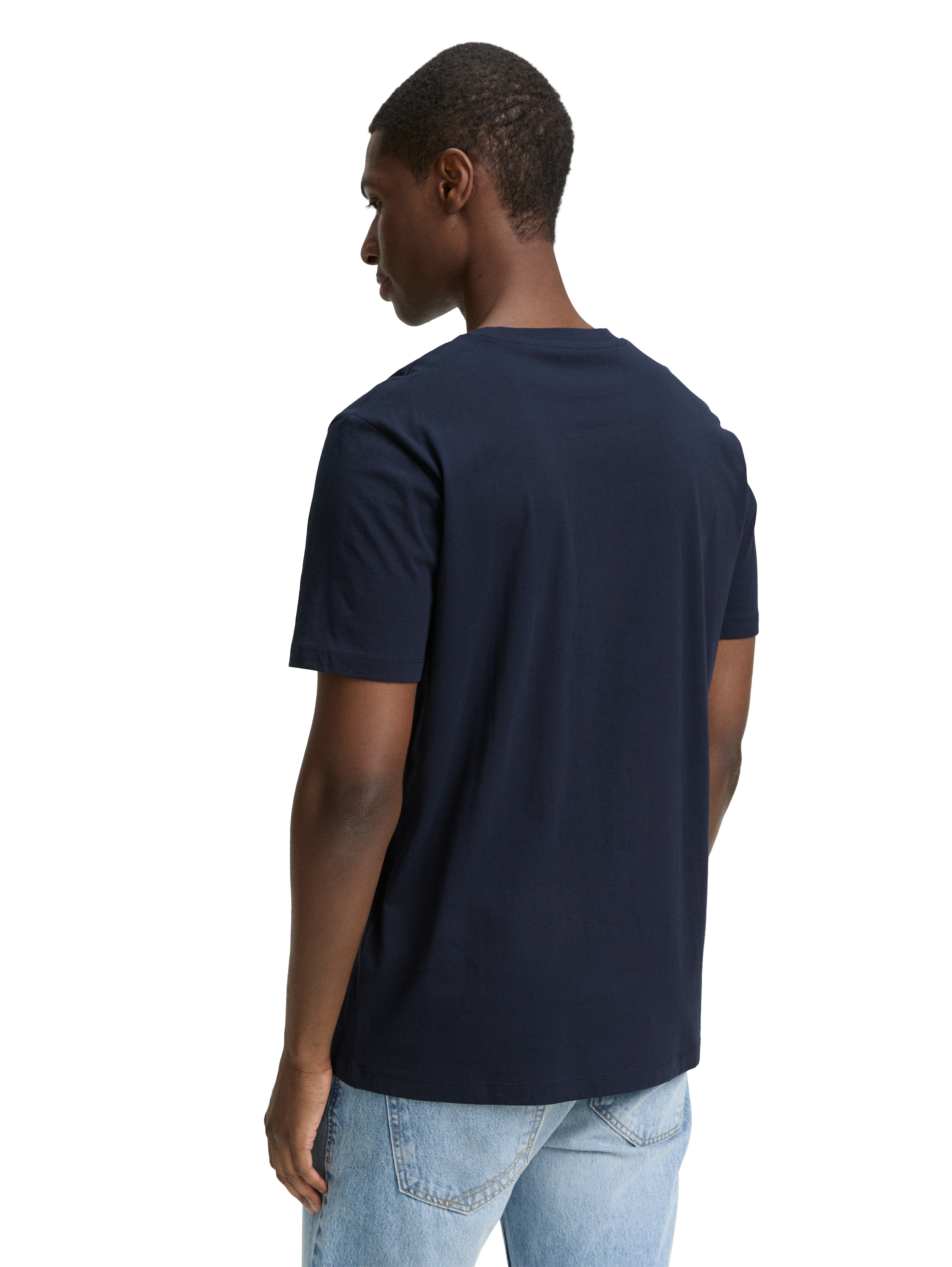 TOM TAILOR Denim Rundhalsshirt mit verschiedenen Logo Prints