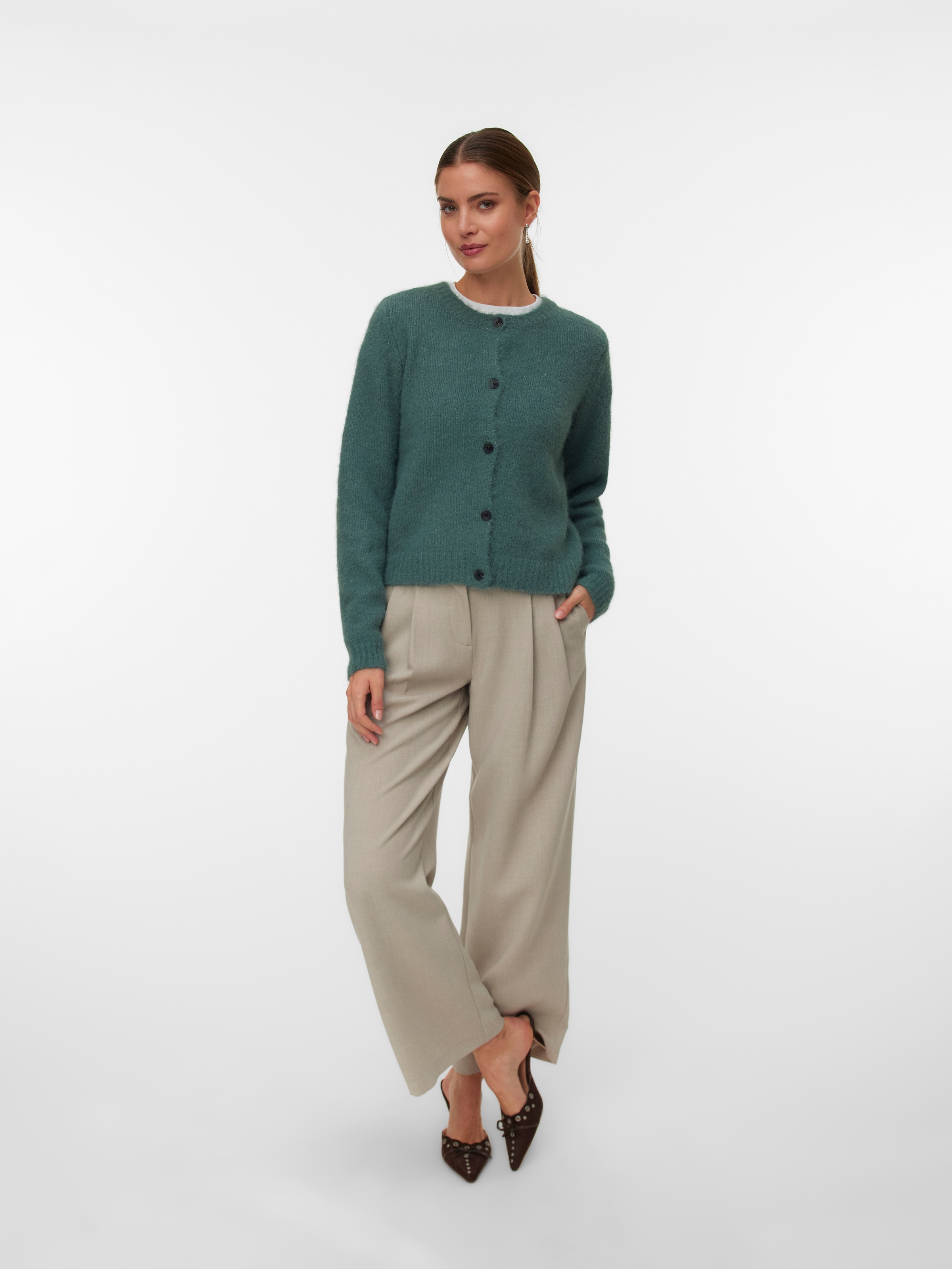 Vero Moda Strickjacke »VMNOVAH LS O-NECK BUTTON CARDI GA NOOS« Materialmix, regular fit