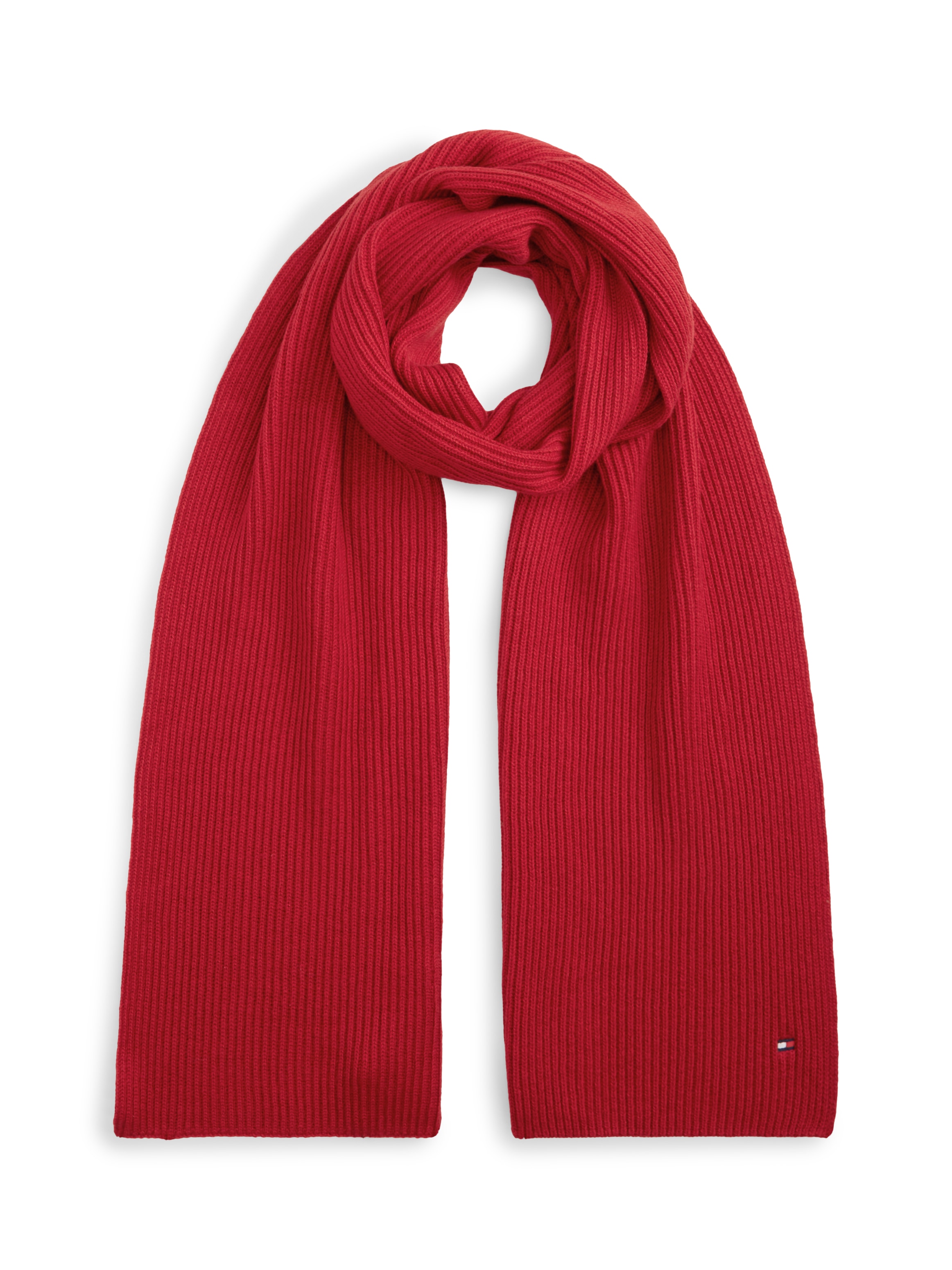 Tommy Hilfiger Écharpe tricotée »TH FLAG PIMA COTTON CASH SCARF« avec broderie logo, avec une part de cachemire Unisexe