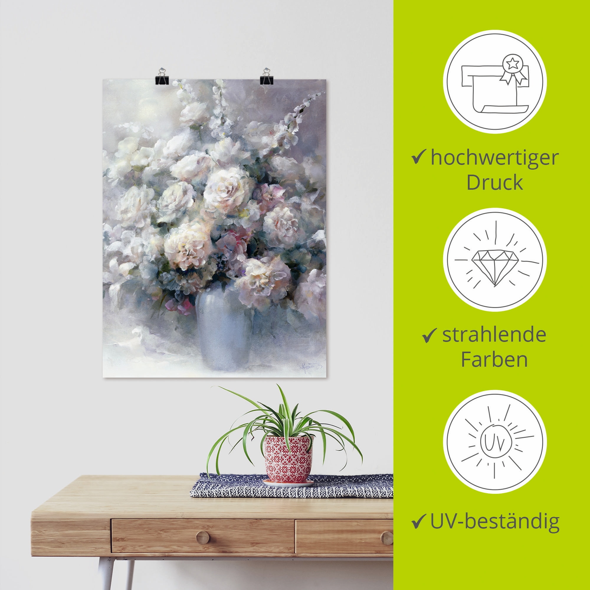 Artland Wandbild »Weisser Strauss« Blumen 1 Stk. tlg. als Leinwandbild, Poster in verschied. Grössen