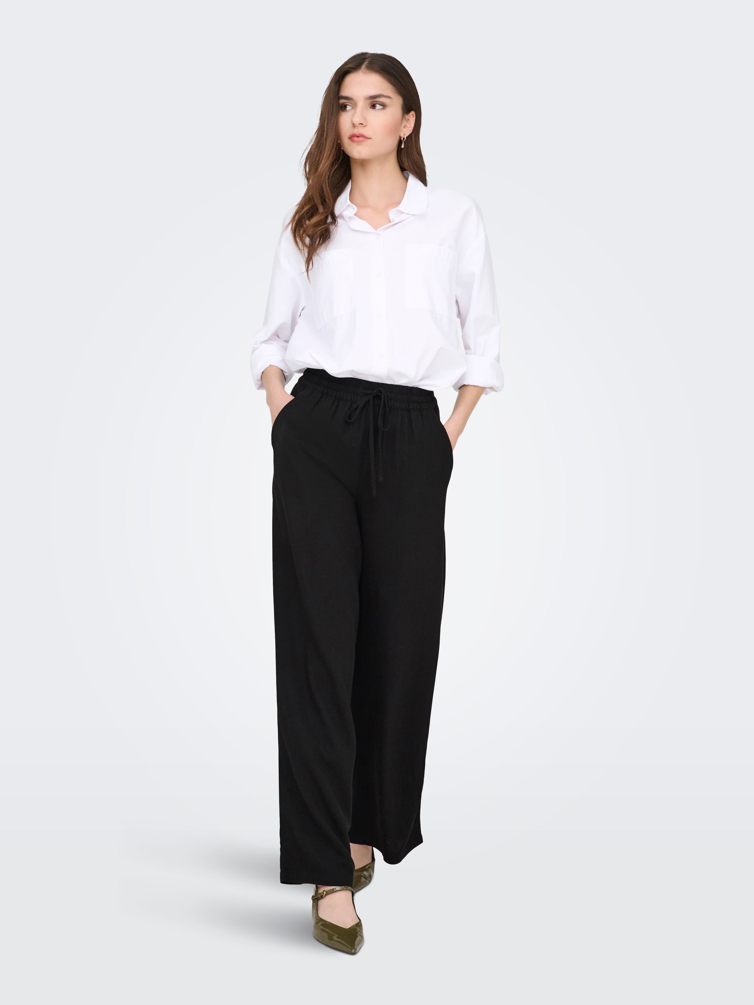 JDY Pantalon à enfiler »JDYSAY LINEN HW WIDE PANT WVN NOOS«  Sommerhose mit Leinen