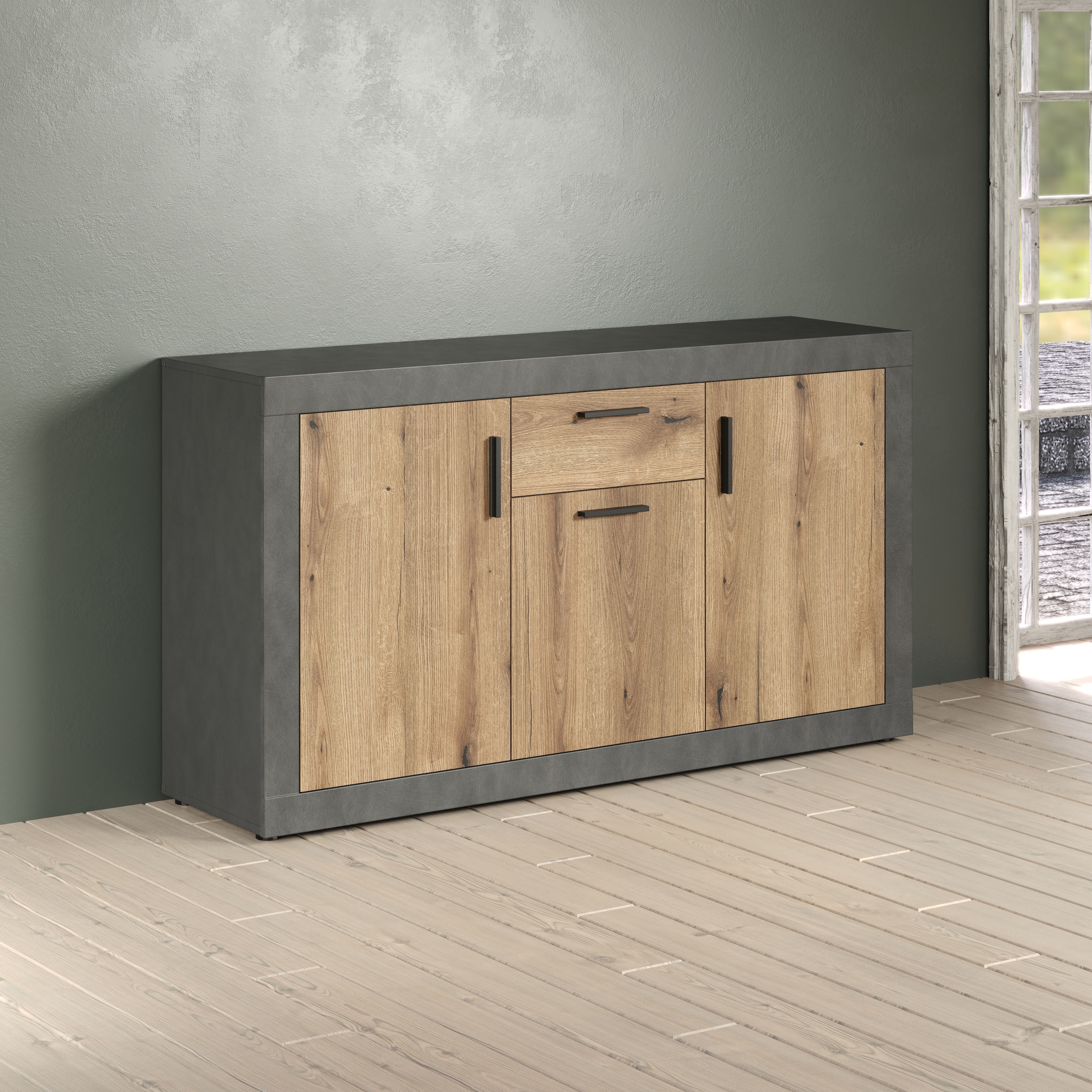INOSIGN Sideboard »Bergen« Packung, 1 cuis tlg. Sideboard mit 3 Türen & 1 Schublade - (B/T/H) 149/40/83 cm
