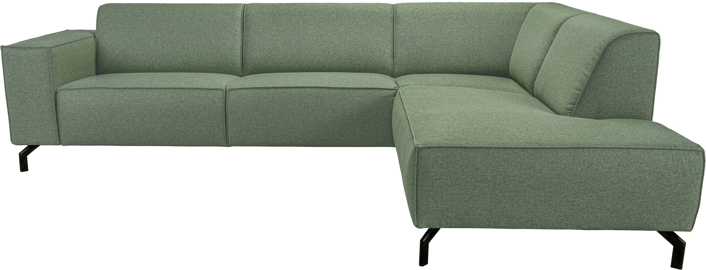 Home affaire Canapé d'angle »LORCAN mit Metallfüssen, Breite 275 cm, weiches Sitzgefühl« pieds métal, aspect cuir, structure, bouclé