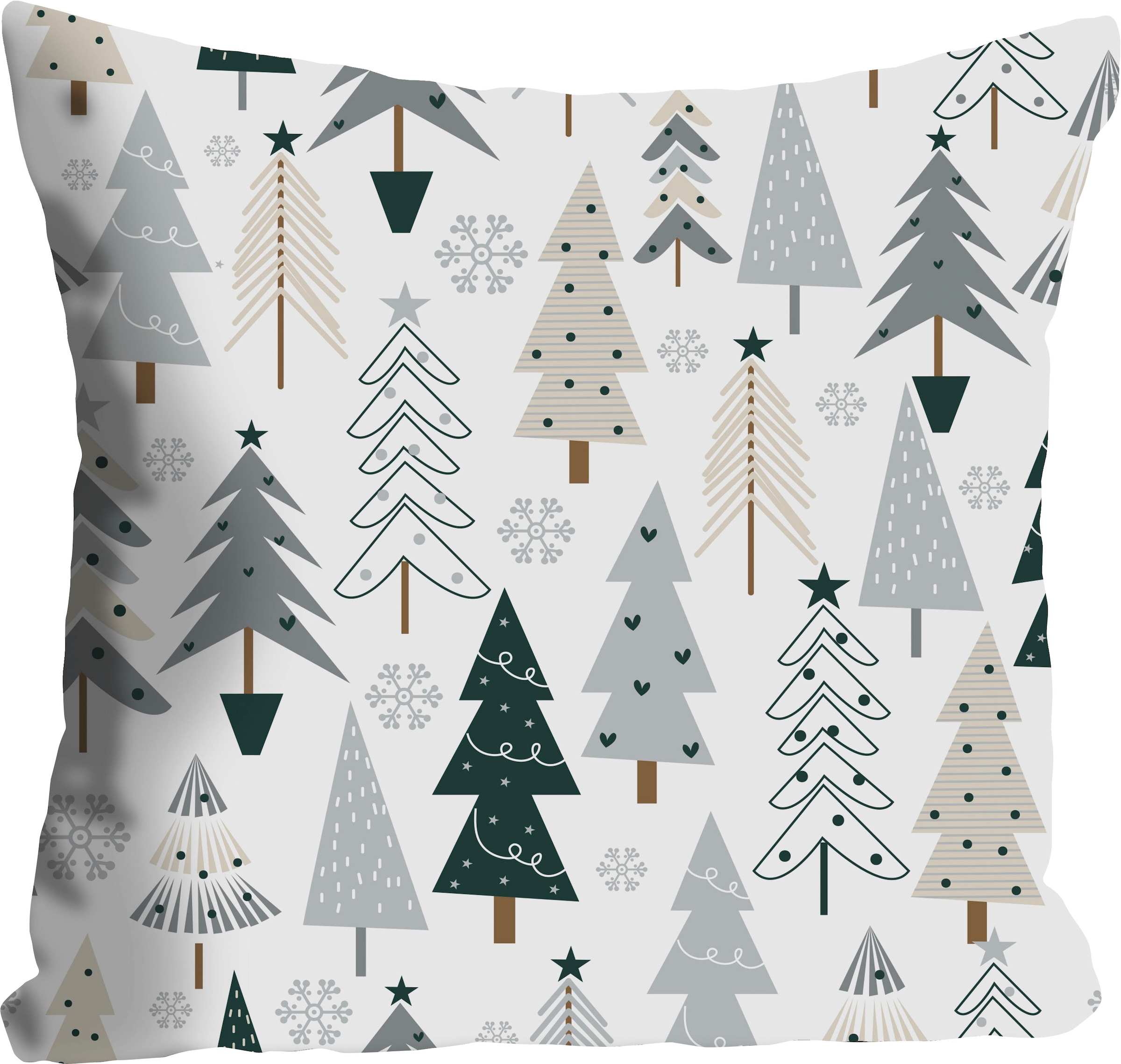 queence Dekokissen »Diddle« Kissenhülle,Weisser Hintergrund,Tannenbäume,Weihnachten,Festlich
