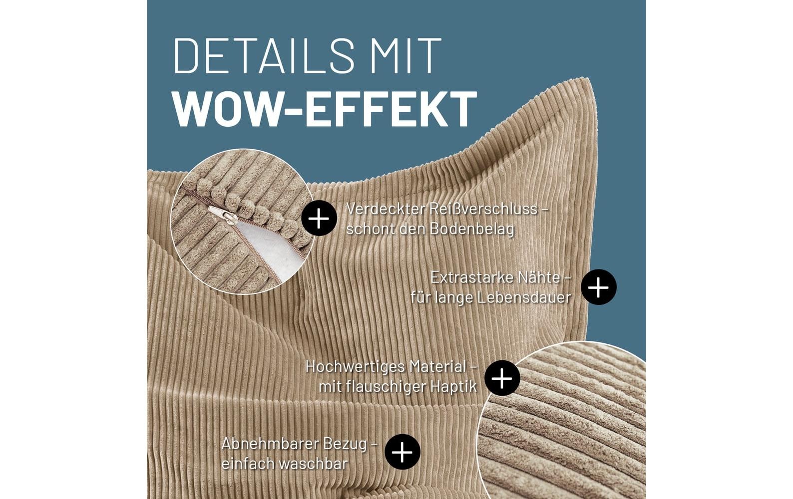 Lumaland Pouf »Cord 380 l« Sitzsack für Innen