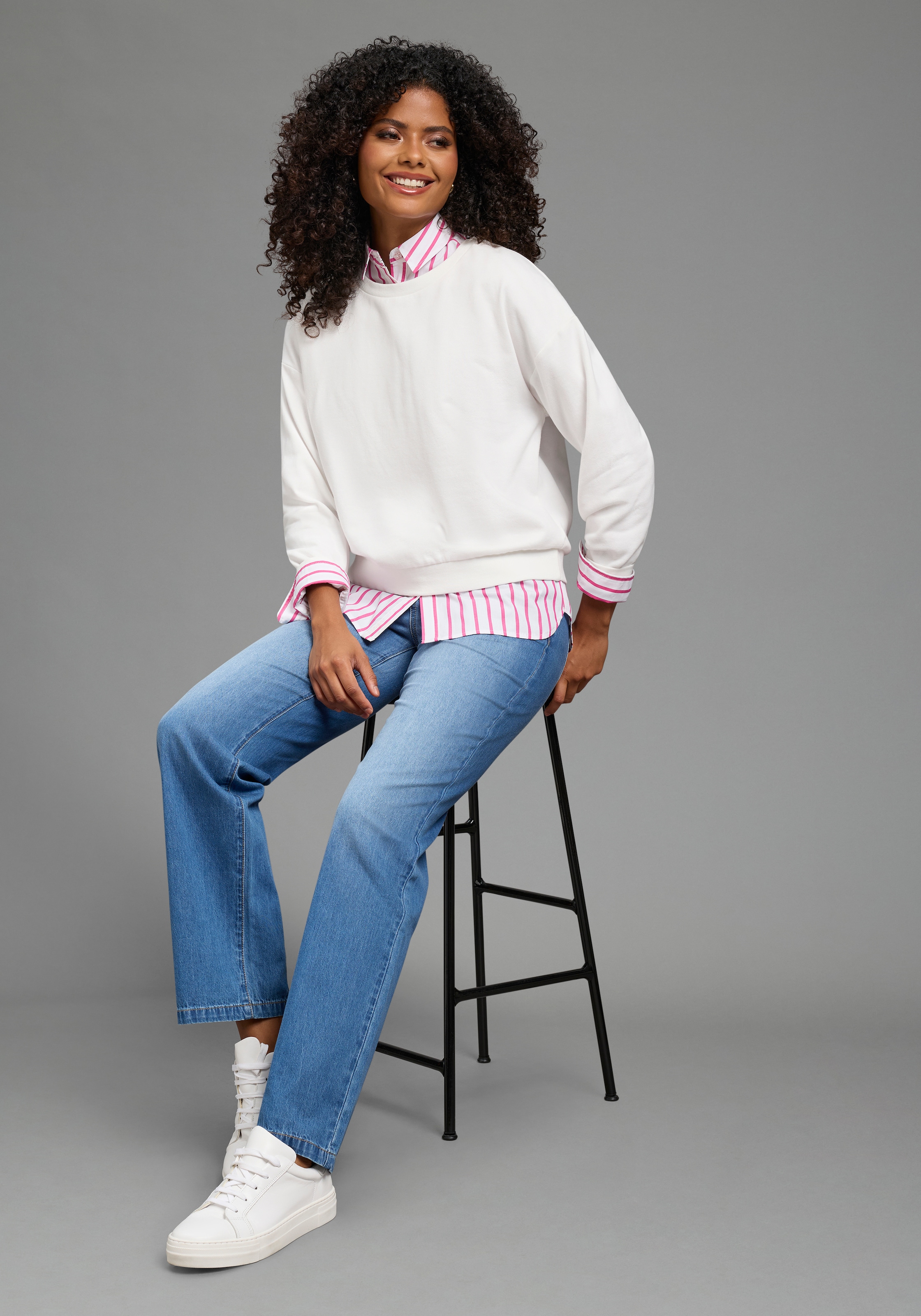 Arizona Relax-fit-Jeans »mit Schnürung« mit geradem Bein, unifarben