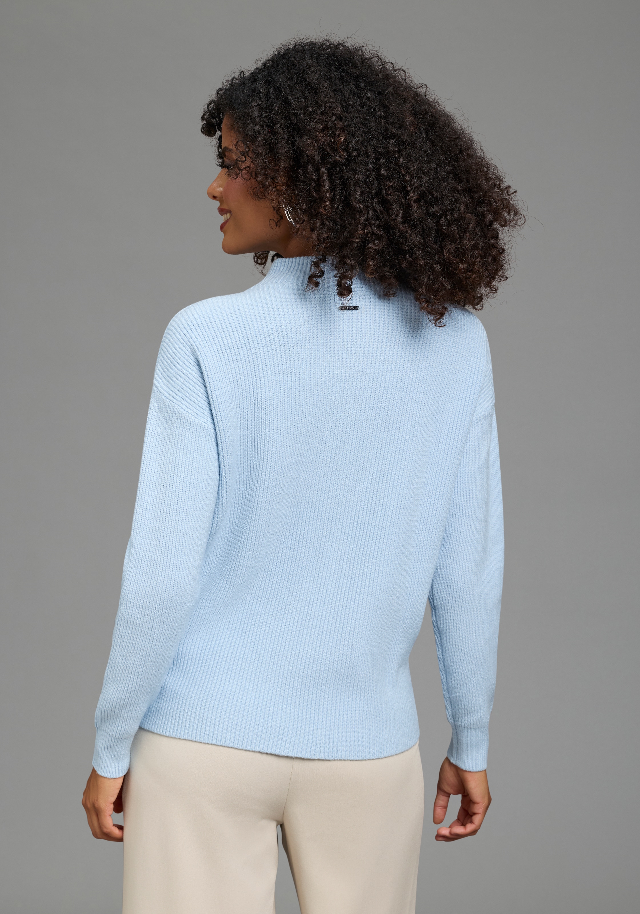 Laura Scott Strickpullover »mit Stehkragen mit hüftlanger Passform« aus weicher Viskosemischung