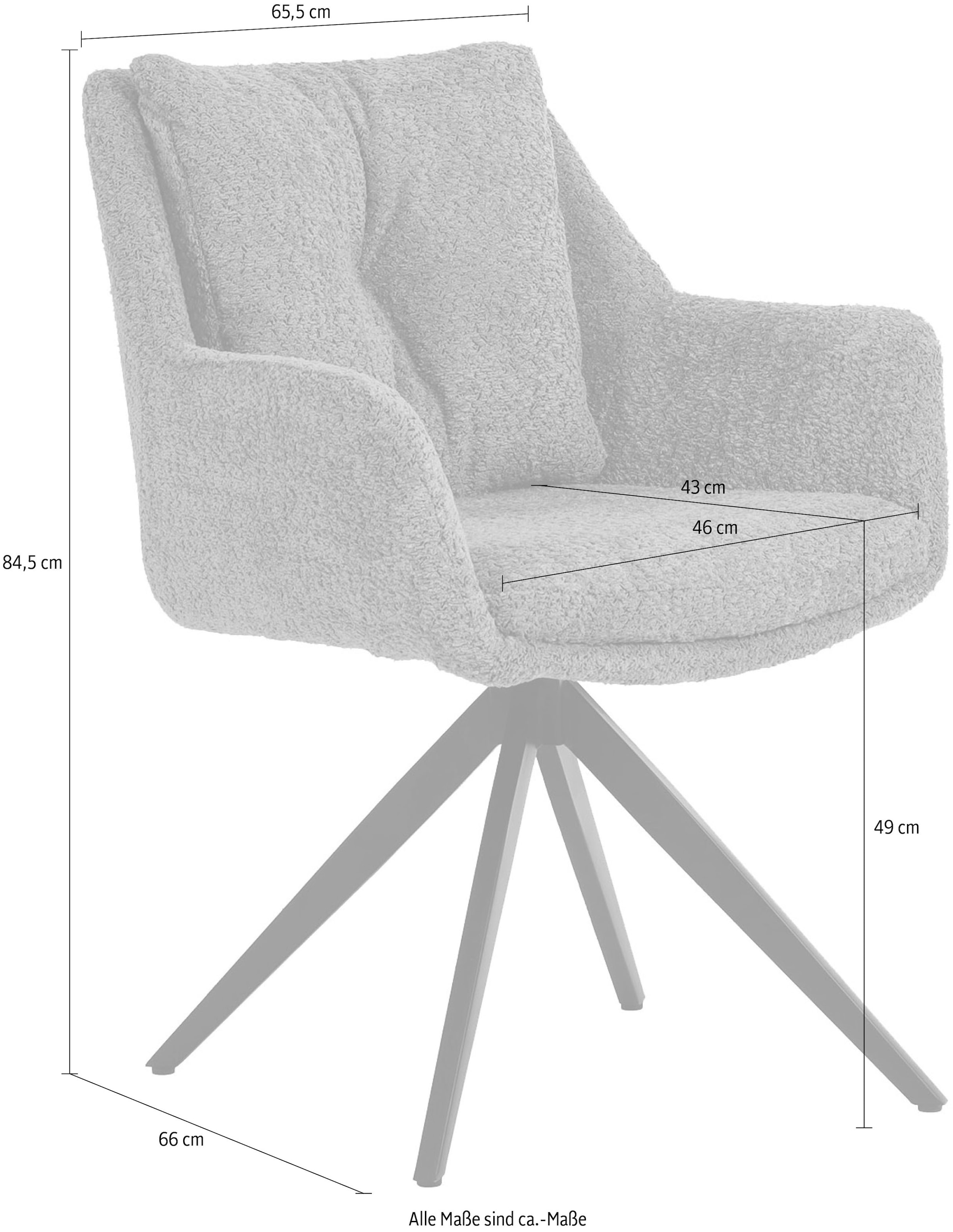 SIT Armlehnstuhl »Bordeaux Bouclé Stoff mit 360° Drehfunktion & Metallgestel« () Flexible Drehfunktion & Öko-Tex Bouclé-Bezug für Komfort
