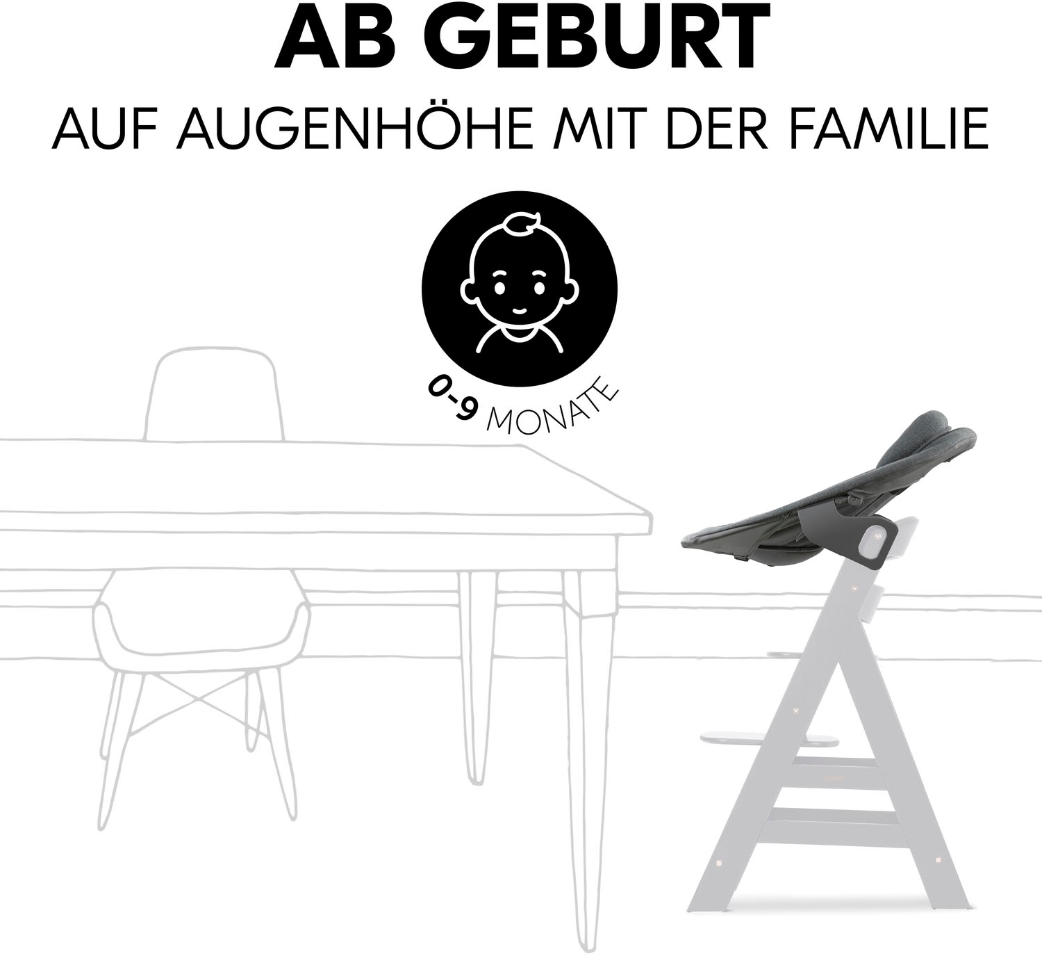 Hauck Transat pour bébé »Alpha Bouncer Premium, Dark Grey« bis 9 kilos für Neugeborene mit Wippgestell, für Hochstuhl Alpha+ und Beta+