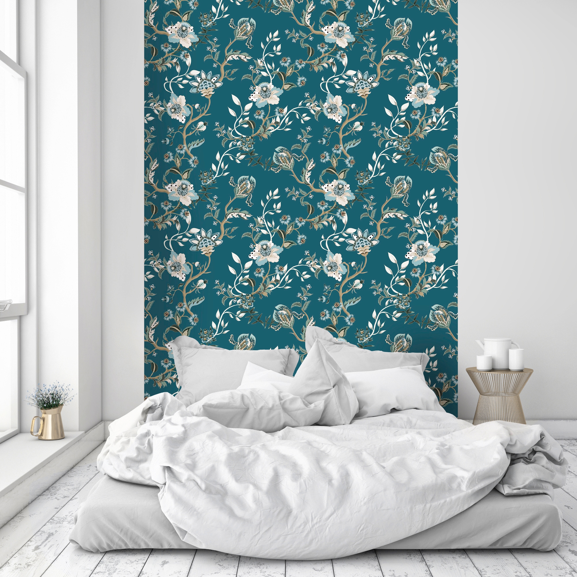 queence Vinyltapete »Clea« Motiv | bedruckt | botanisch | geblümt | gemustert | natürlich glatt 90x250cm, selbstklebend, kinderleichte Anbringung, , Sticker