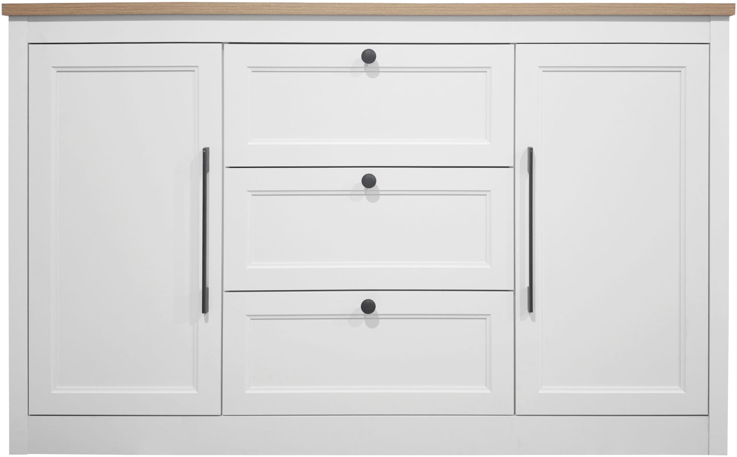 GOODproduct Sideboard »Ismund« aus MDF, mit Holz-Zierleiste, schwarzen Metallgriffen, Höhe 93 cm