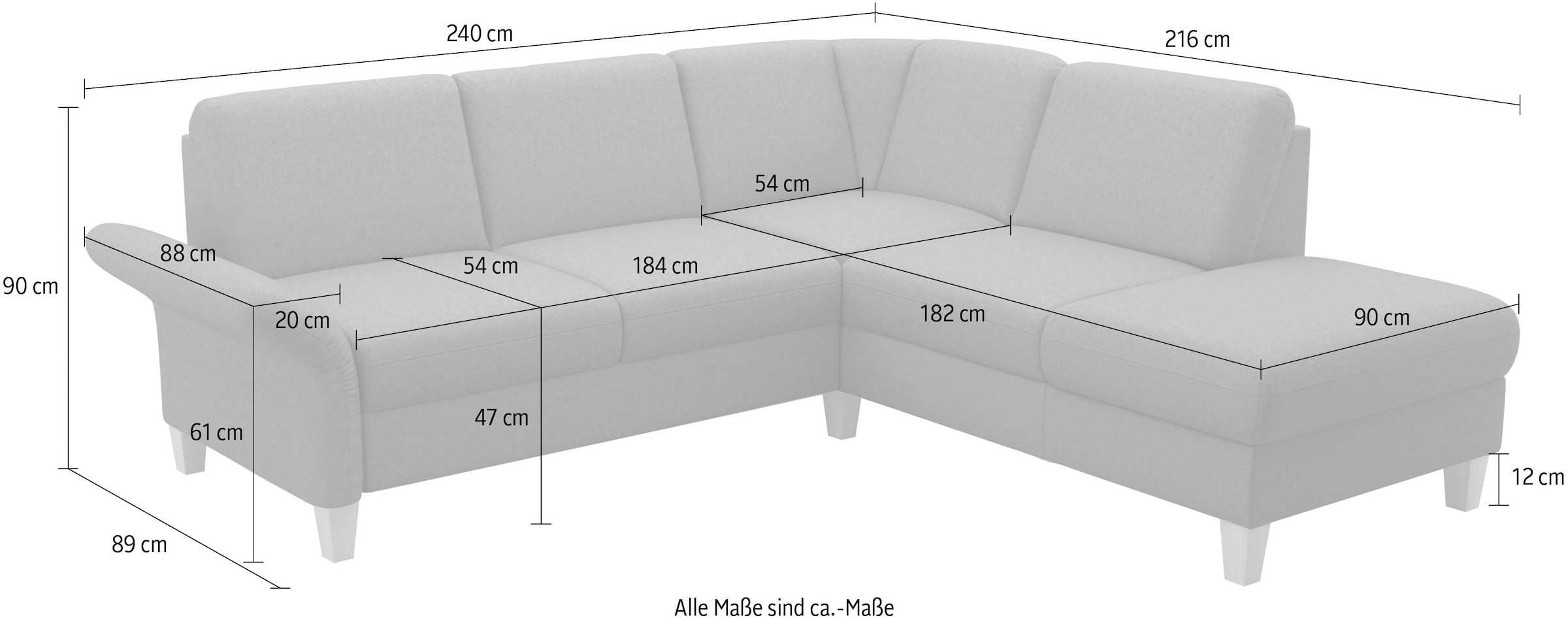 Home affaire Canapé d'angle »Rochelle, L-Form« wahlweise mit Armteilverstellung, Bettfunktion und Bettkasten