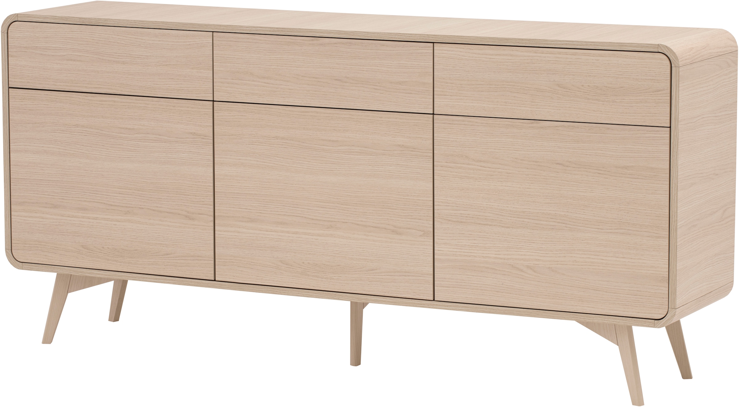 Home affaire Sideboard »Torsby, moderner Schrank, Kommode in Eiche Natur, 180 cm breit« abgerundete Ecken, ausreichend Stauraum, vielseitig einsetzbar