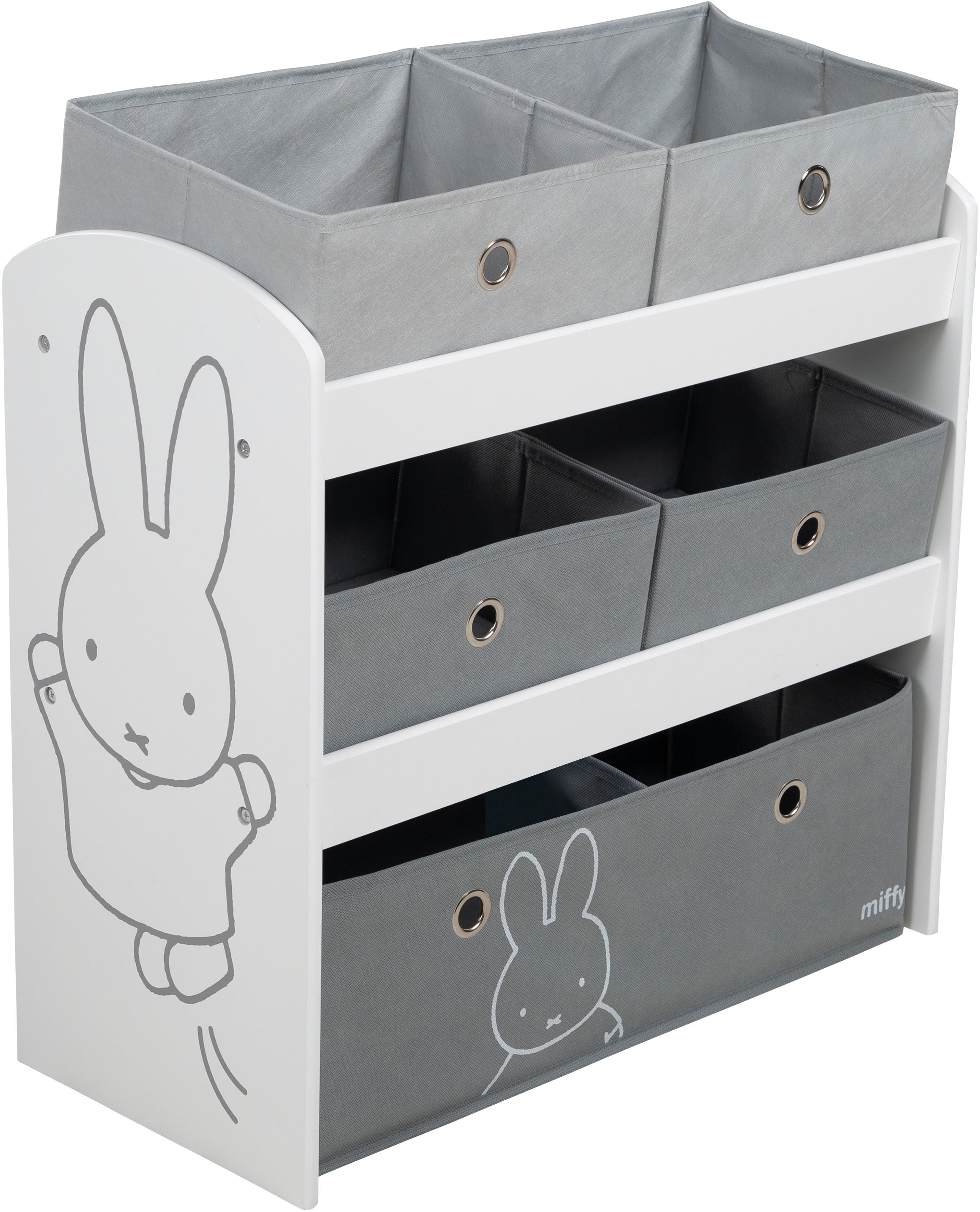 roba® Kinderregal »miffy®, grau« inklusive 5 Stoffboxen in 2 Grössen