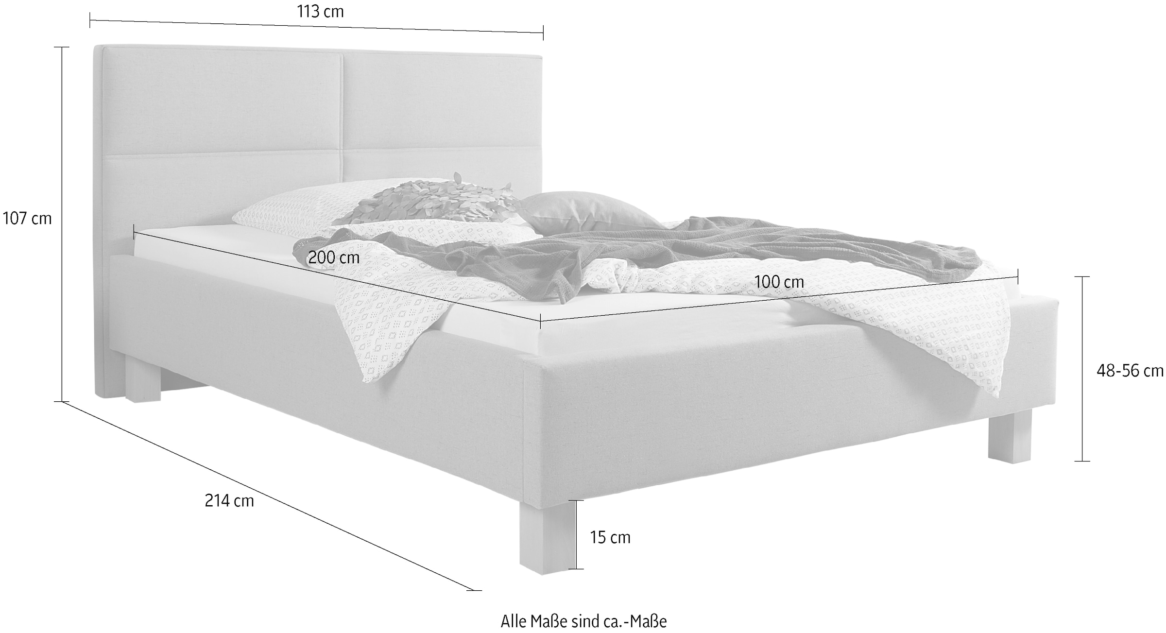 Maintal Lit rembourré »Derryville« Bettseiten zerlegt, ohne Bettkasten