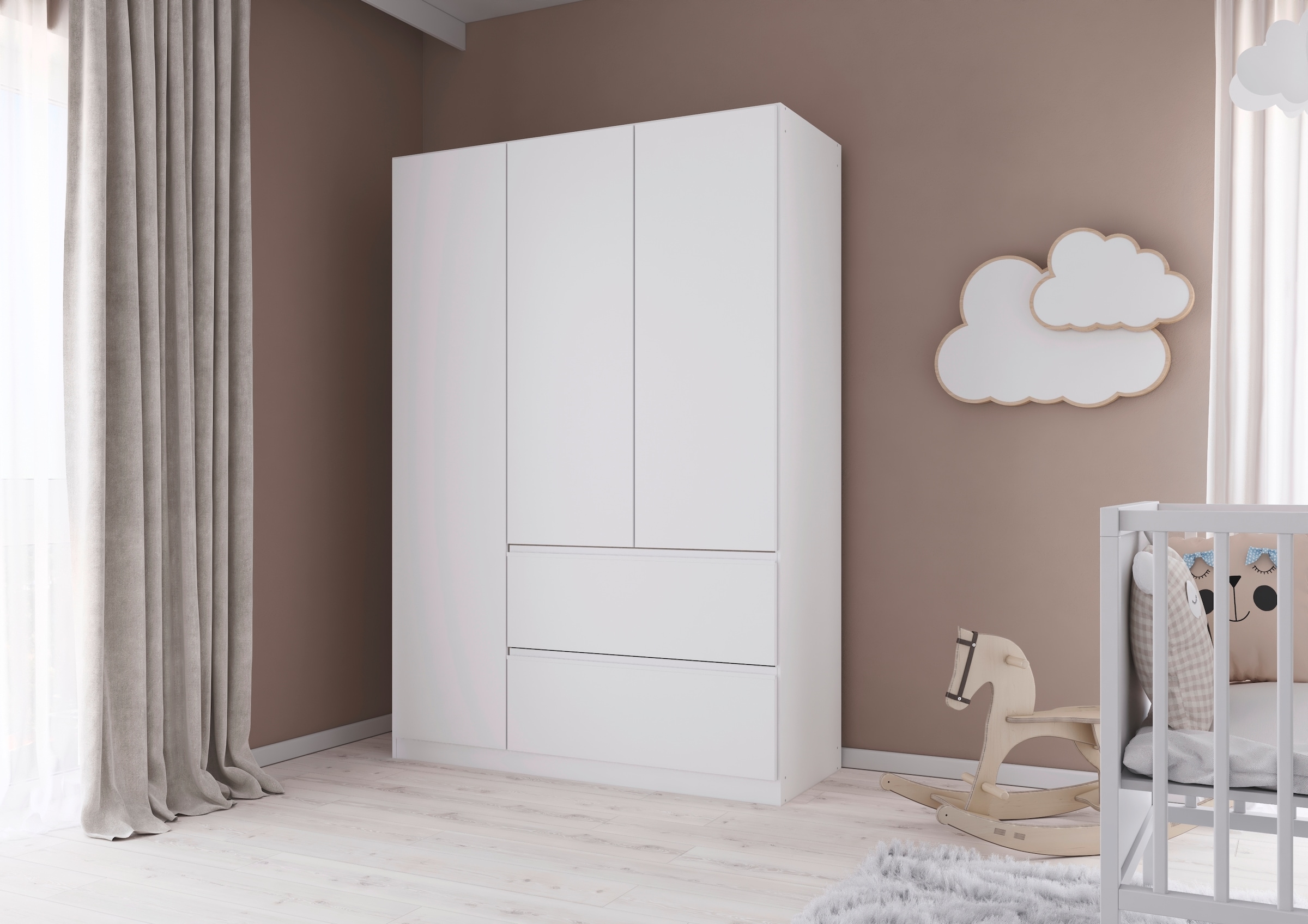 rauch »Komplettzimmer Schlafzimmer-Set (5-St.) Jugendzimmer-Set JOEL« Ensemble, Lit 90x200 ou 140x200 cm, packs d’équipement BASIC/CLASSIC/PREMIUM, 5 cuis tlg. lit 2 largeurs, table de nuit, table, caisson à roulettes, armoire MADE IN GERMANY