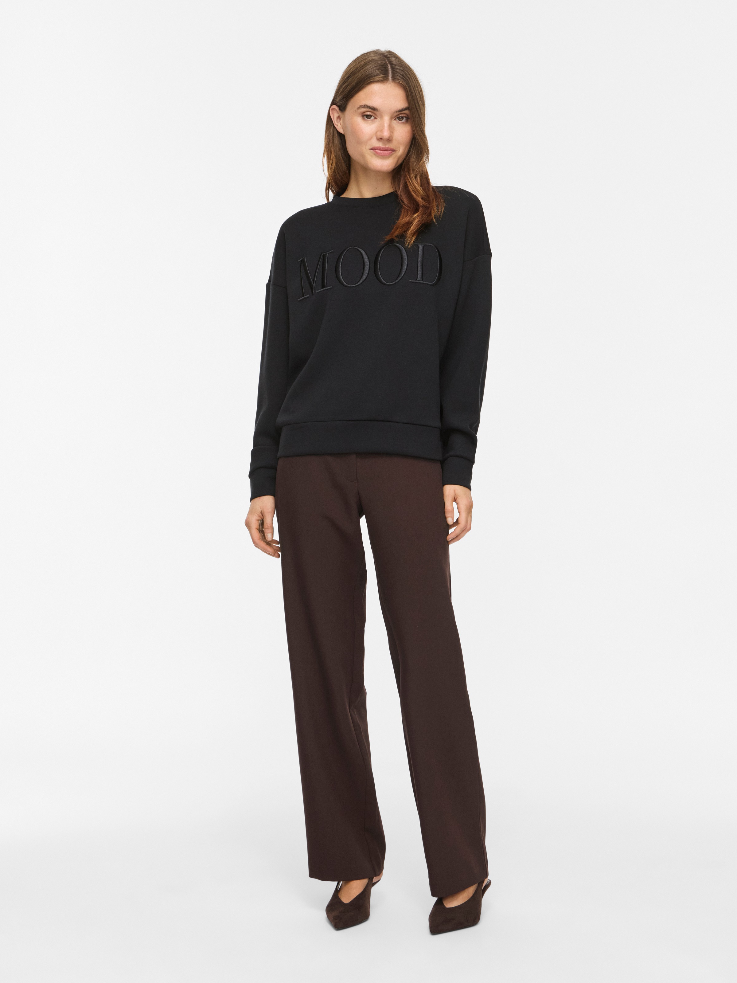 Vila Pull »VIREFLECT MOOD EMB L/S SWEAT TOP/R/3«, mélange de matières, coupe ample
