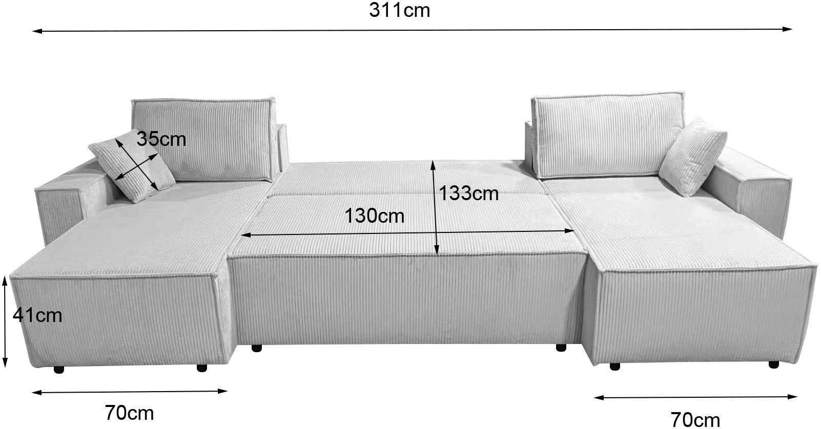 GOODproduct Paysage de salon »CASSI L-Form, 311cm - OTTO. Verlässliche Qualität.« Schlaffunktion (133/200), Boxspring, Bettkasten, Cord, Unser Tiefpreis