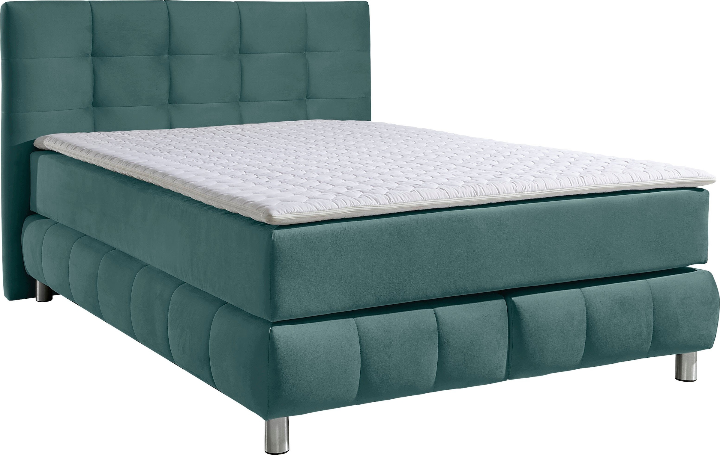 Home affaire Boxspringbett »Salo XXL« in Samtoptik oder Struktur, 6 Breiten in Überlänge 220cm, 4 Härtegrade