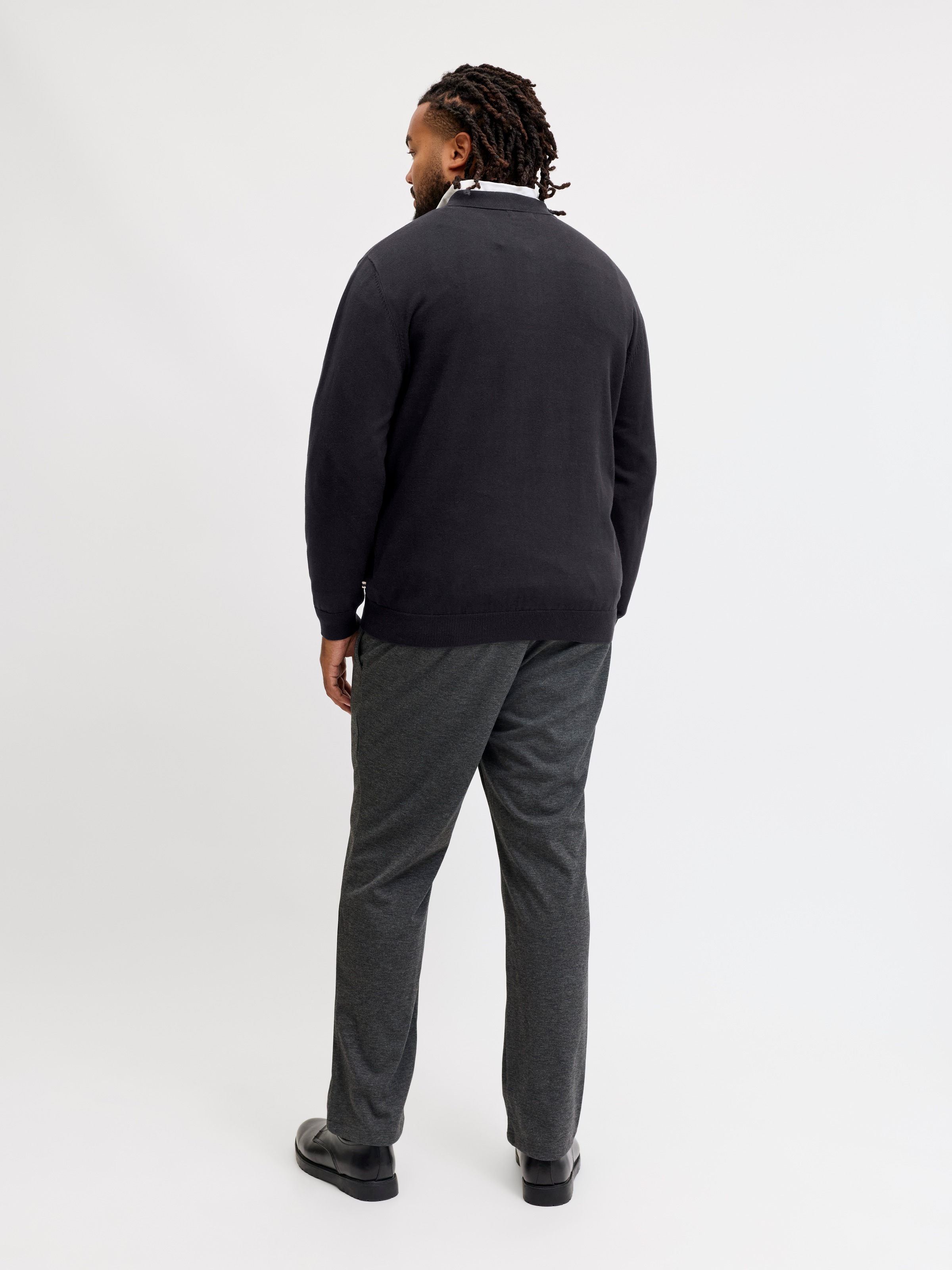 Jack & Jones PlusSize Pull à col polo »JJEBASIC KNIT LS POLO SN PLS« coton, coupe régulière