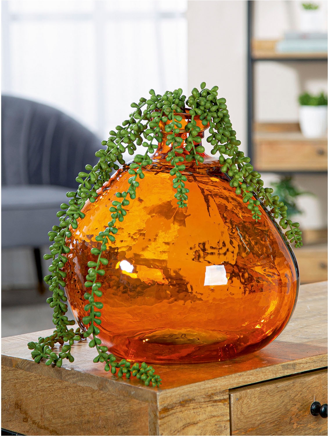 GILDE Tischvase »Vase bauchig; organisch Organical orange H. 32 cm«
