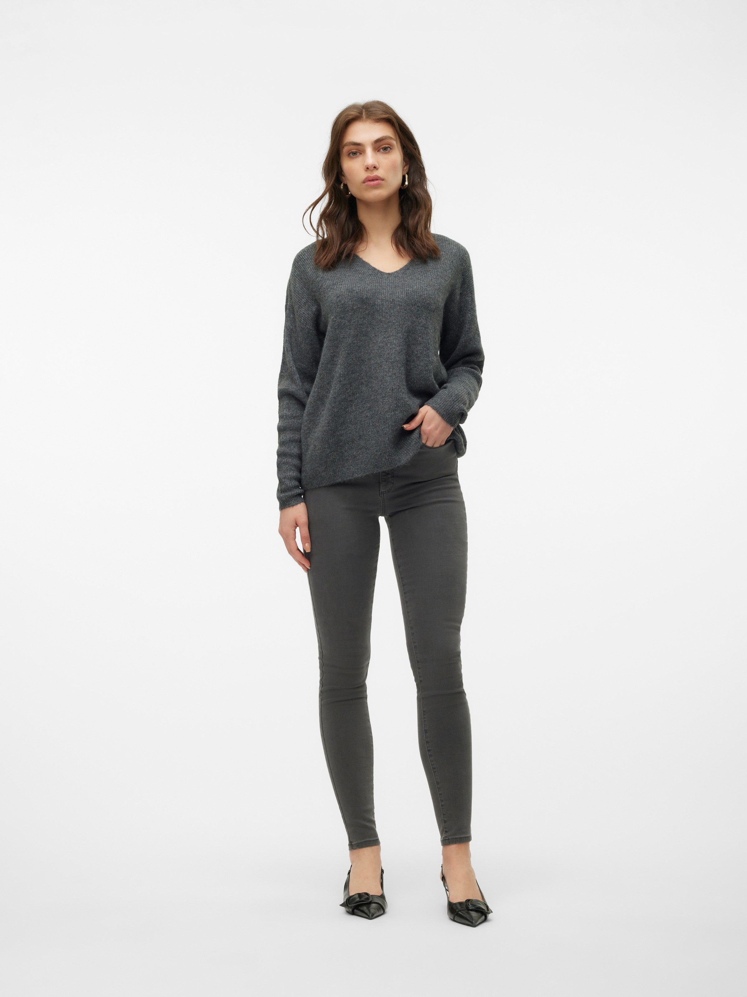 Vero Moda Pull col V »VMCREWLEFILE LS V-NECK BLOUSE NOOS«