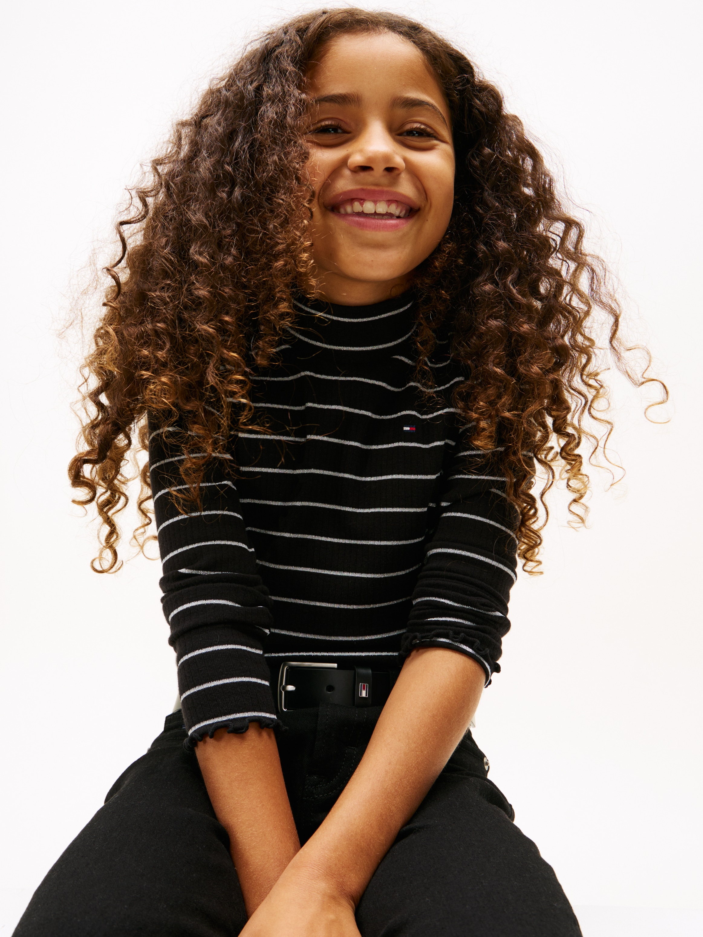 Tommy Hilfiger T-shirt à manches longues »SPARKLE STRIPE MOCK NECK L/S« Kinder bis 16 Jahre