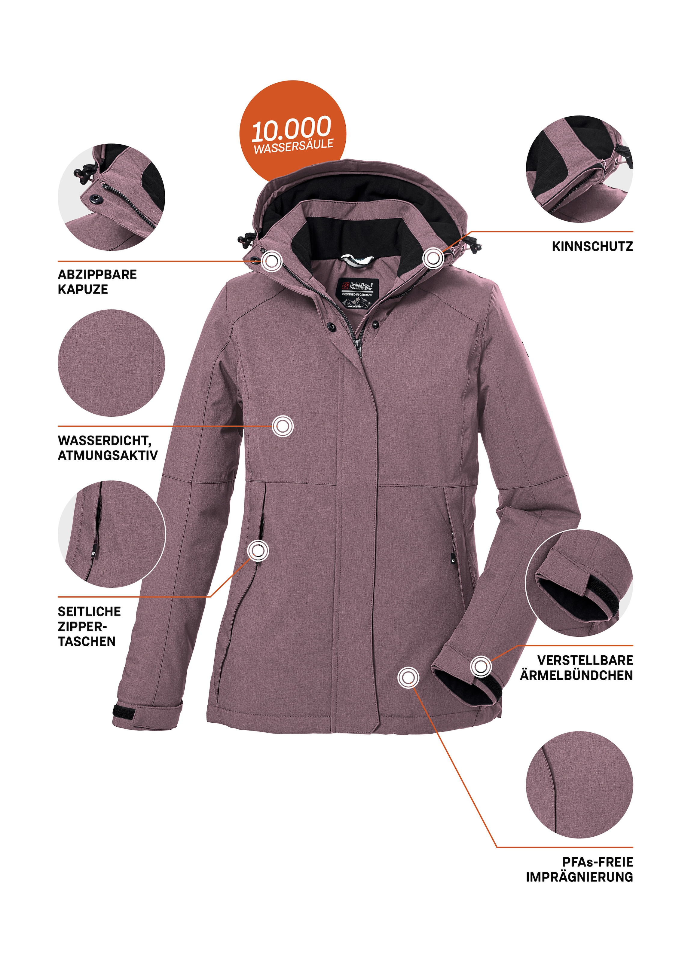 Killtec Veste d'extérieur »KOW 37 WMN JCKT« Wasserdichte Damen Funktionsjacke mit abnehmbarer Kapuze