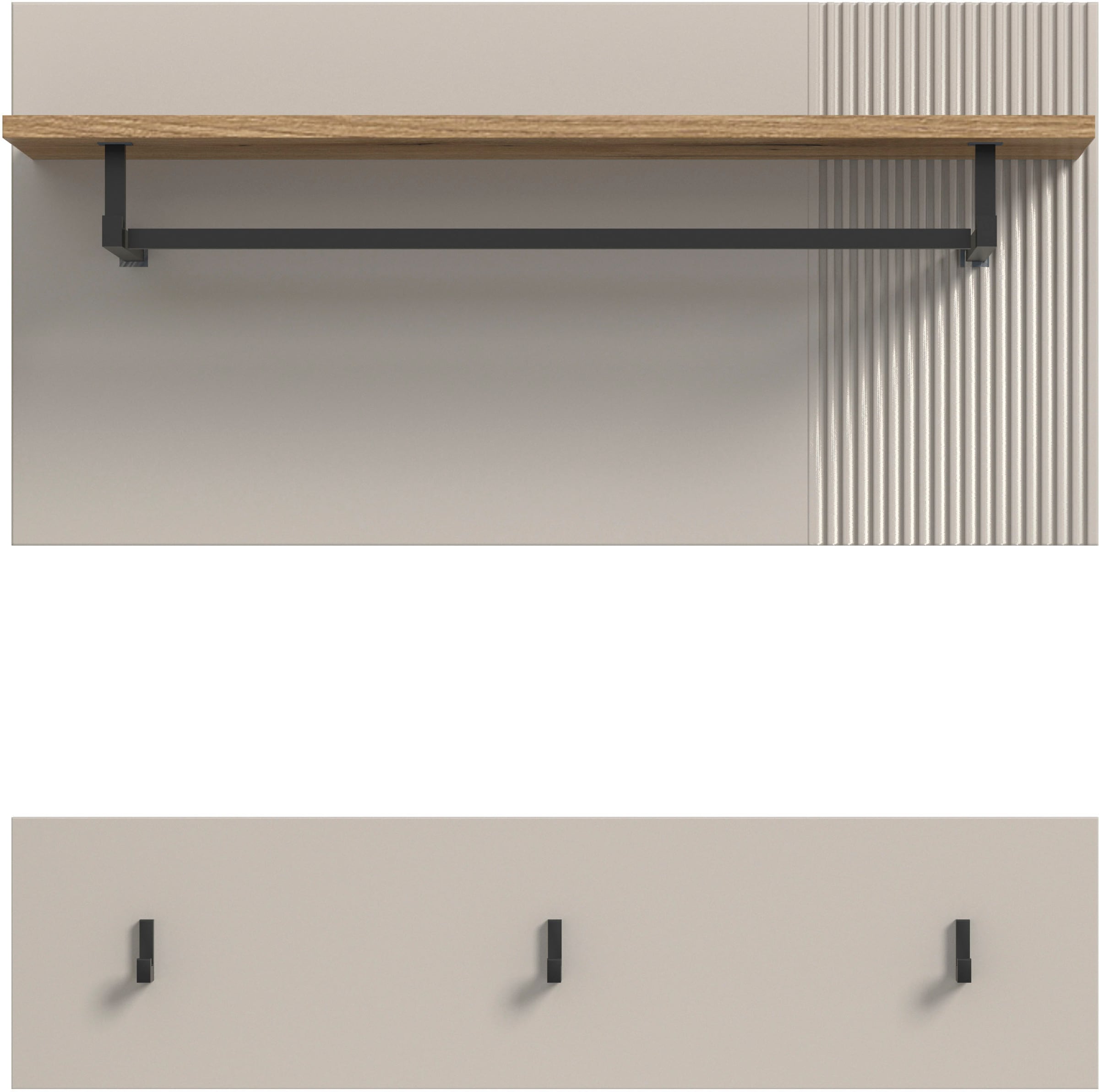 Home affaire Panneau de vestiaire »EDIL, Breite 80cm, 2-teilig, Hakenleiste & Paneel« moderne Farbkombination, Haken aus Metall,  Paneel, Garderobe, Wandboard, Ablage, Wandpaneel