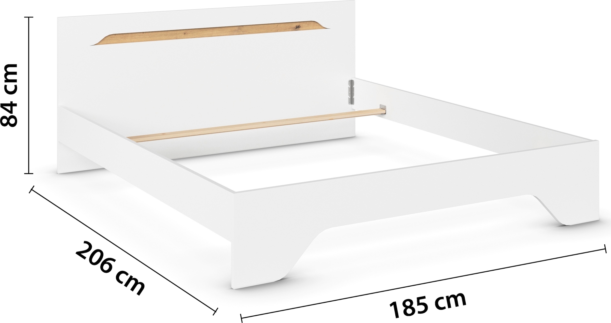 GOODproduct Lit »Doppelbett Holzbett Futonbett AGORDO« Surface de couchage : 180x200 cm,  avec élégante tête de lit en chêne Artisan MADE IN GERMANY