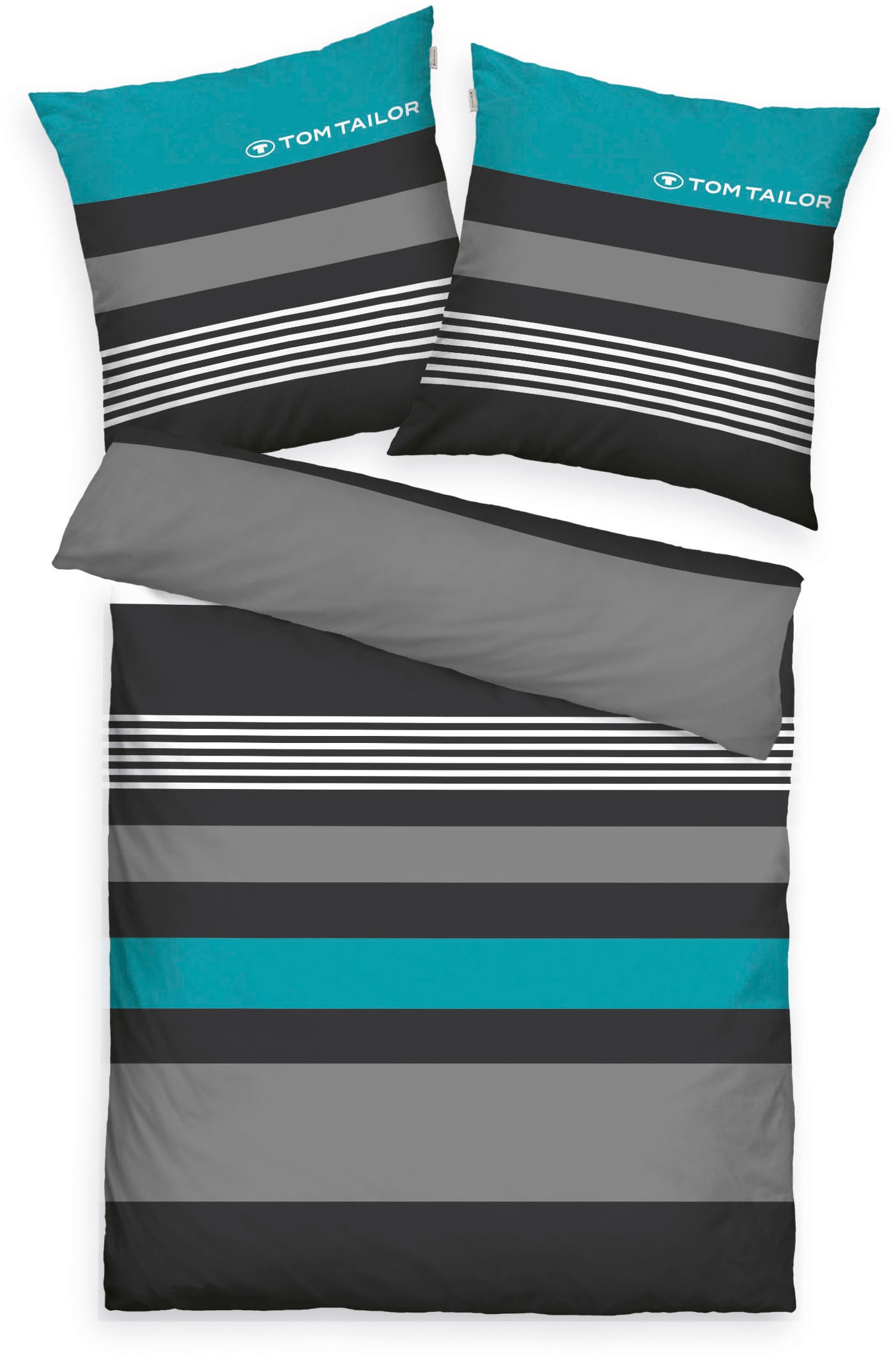 TOM TAILOR HOME Bettwäsche »Carl in Gr. 135x200 oder 155x220 cm« 3 tlg. mit GRATIS-Zugabe: Spannbettlaken, 100% Baumwolle, mit Reissverschluss