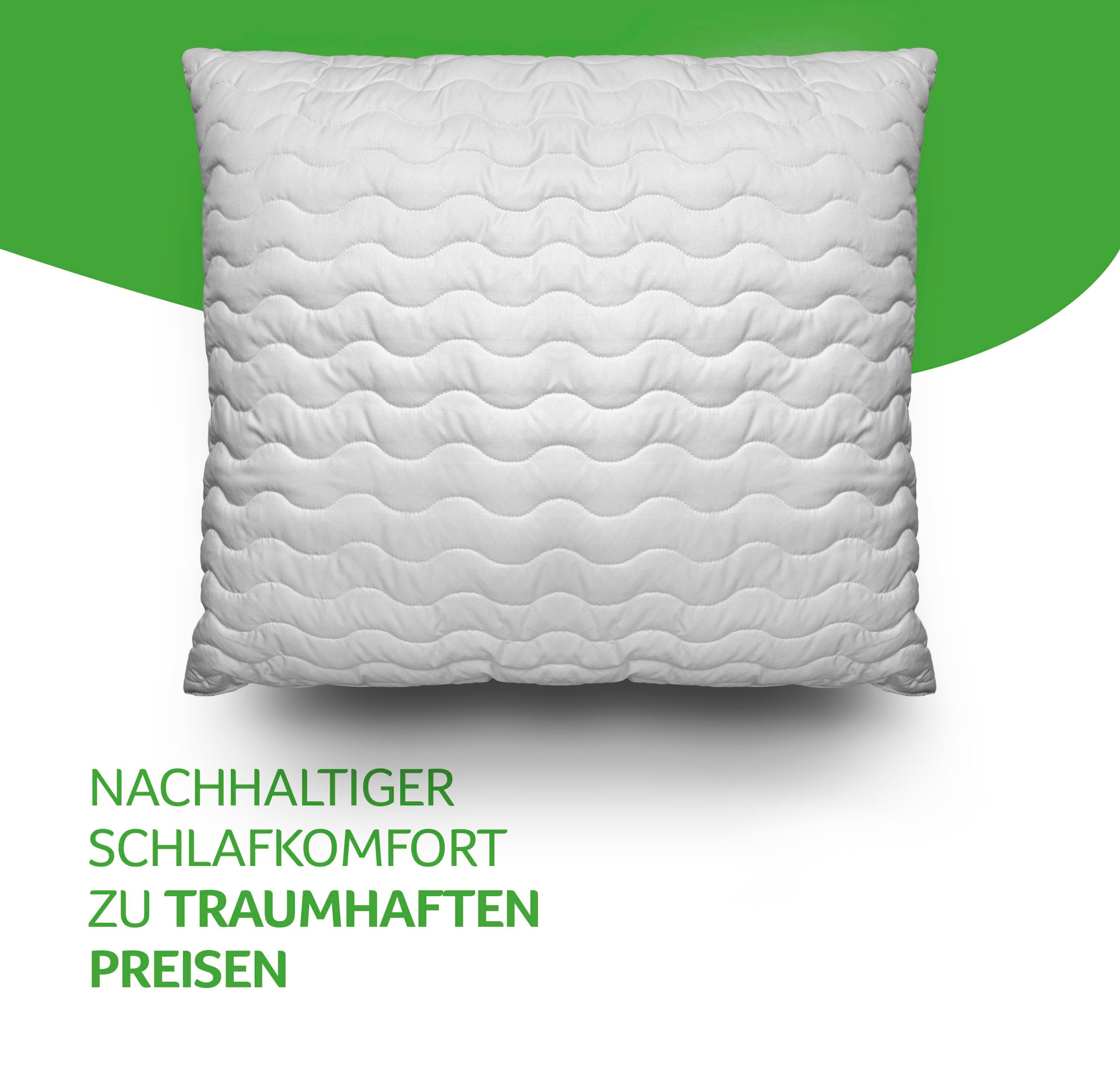 John Cotton Kopfkissen »Julia, Kissen ist Made in Green« Füllung: Polyester 1 Stk. tlg. Kopfkissen 40x80 cm, 80x80cm, kochfest 95°C, sehr flauschig