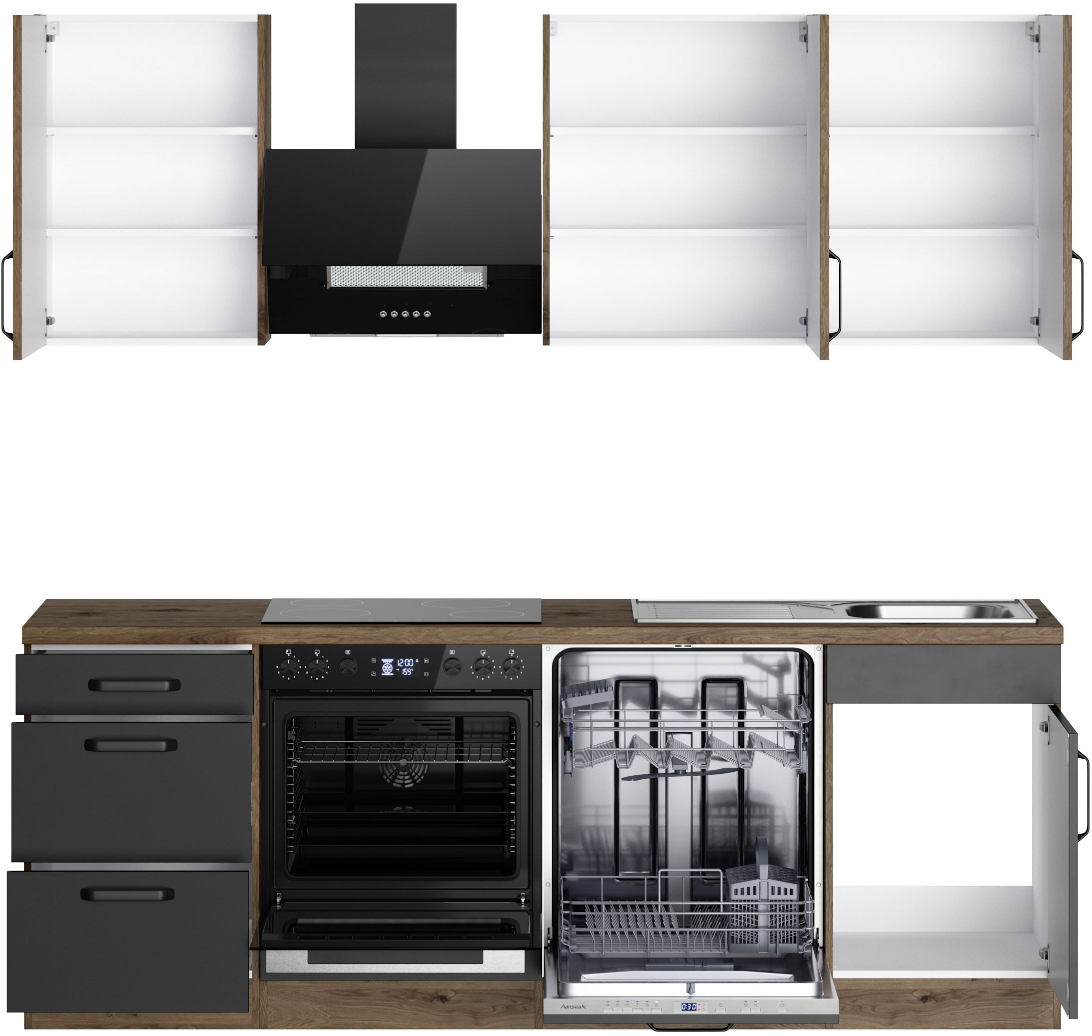 wiho Küchen Küchenzeile »Elba« wahlweise mit Hanseatic E-Geräten, Breite 220 cm