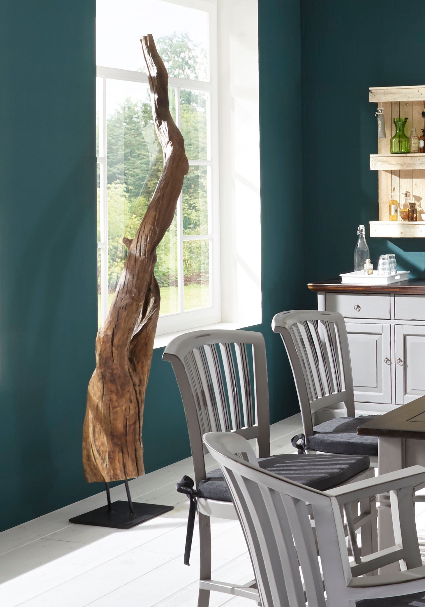 SIT Objet décoratif »Pucón Treibholzskulptur aus recyceltem Teakholz mit Mahagoni-Fuss« Chaque sculpture est une pièce unique en teck recyclé