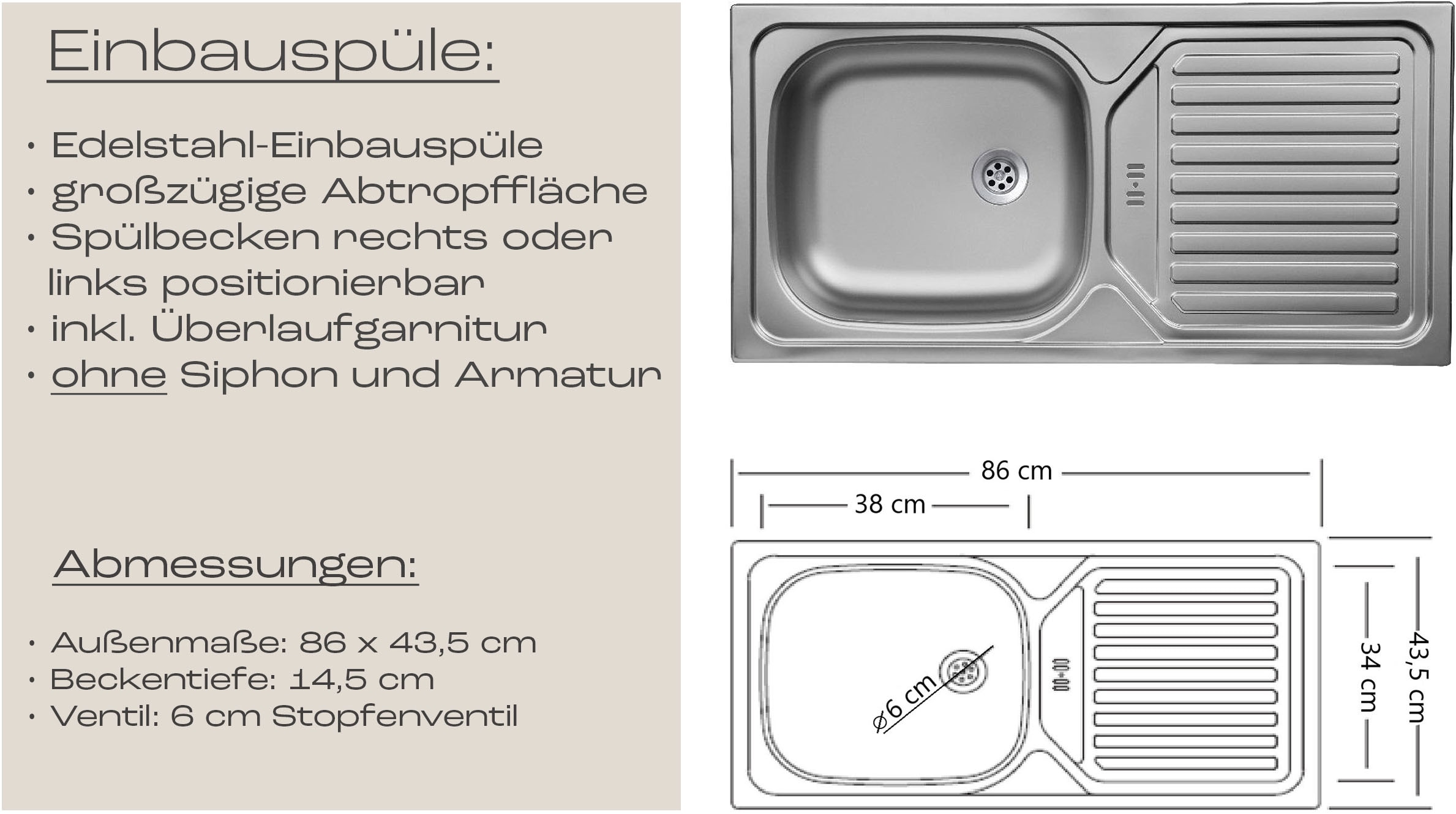 KOCHSTATION Küchenzeile »KS-Virginia,neu in verbesserter Ausführung« Arbeitsplatte 38 mm stark, Stauraum, Softclose,  Breite 410 cm, Softclose, wahlweise mit E-Geräten und Induktion