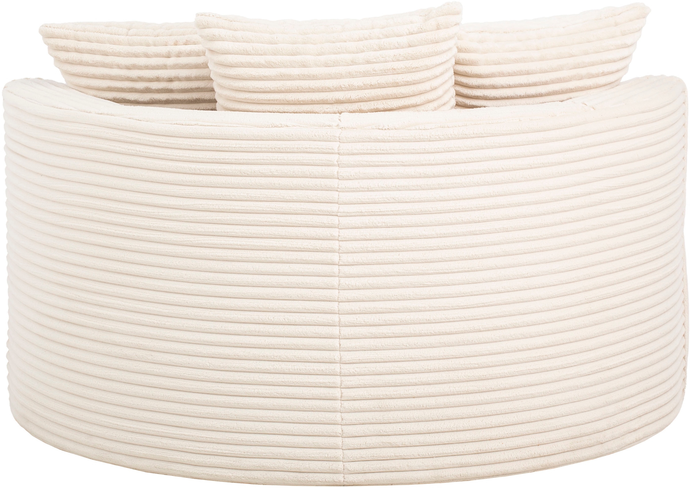 LeGer Home by Lena Gercke Fauteuil XXL »ISALIE Cord, Rundsessel mit Hocker, Lesesessel, Loveseat, Big-Sessel« Ensemble,  tissus d'ameublement tendance, 3 coussins décoratifs, grande surface d'assise