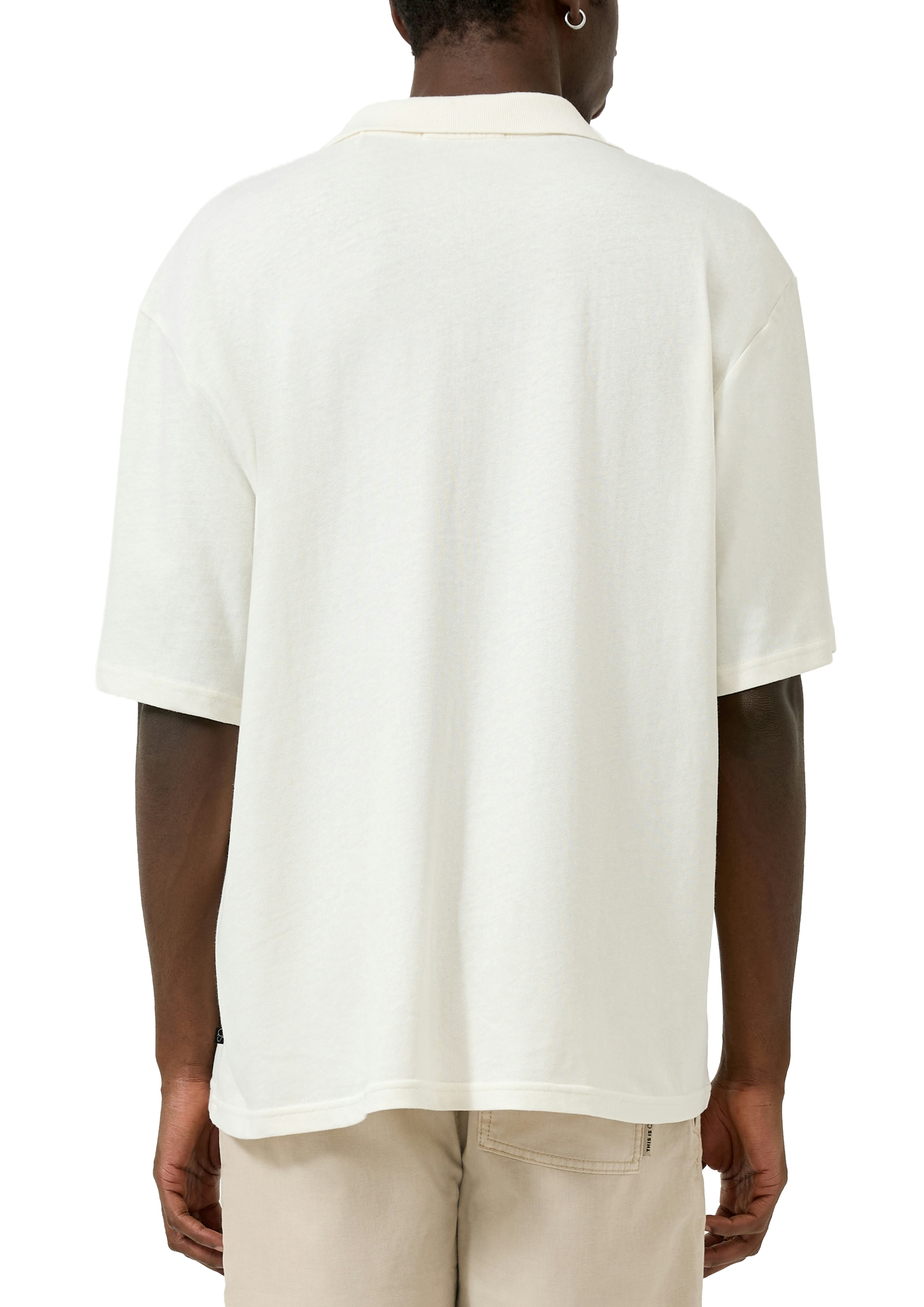 QS Kurzarmshirt Sommer-Poloshirt mit Leinen