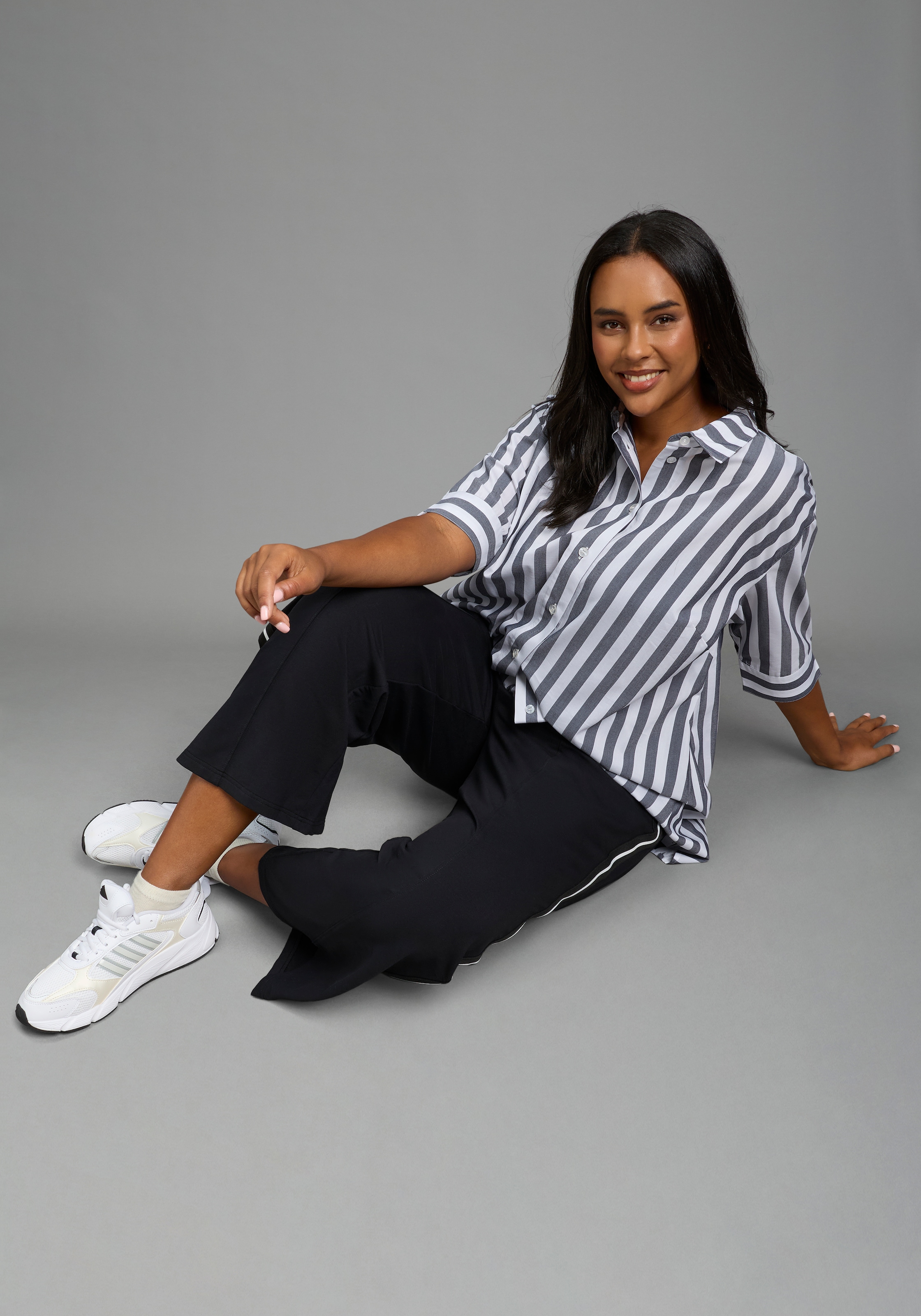 Laura Scott CURVE Klassische Bluse »Grosse Grössen« femininer Stil, aus Baumwolle, Polyester und Elasthan