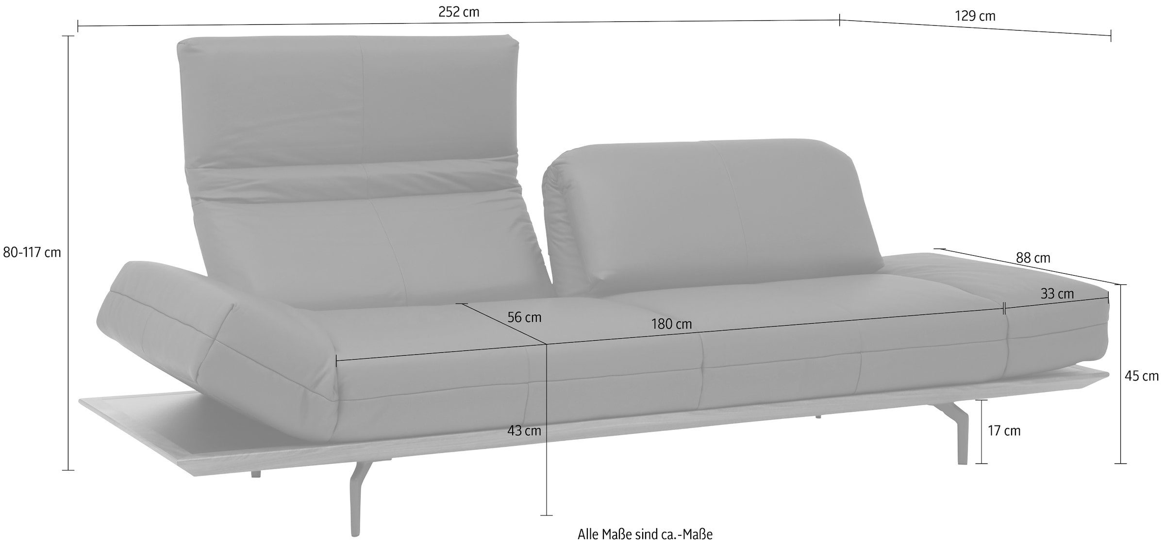Creation BY ROLF BENZ 4 places »CR.420, Designsofa, Loungesofa« en 2 qualités, cadre en chêne naturel ou noyer, largeur 252 cm
