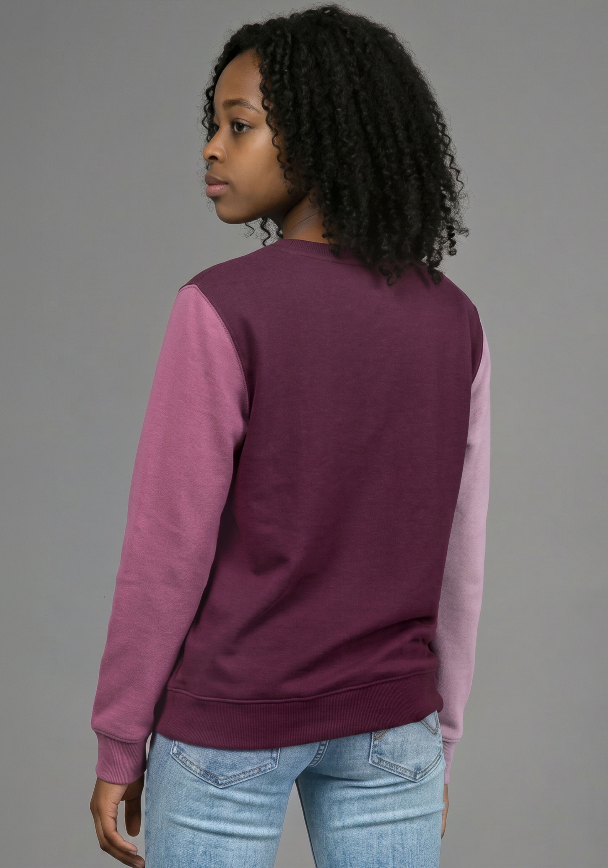 KangaROOS Sweatshirt »Sweatshirt mit kontrastfarbigen Ärmeln und KangaROOS Stickerei«, Colorblocking, aus Sweatware, in Basic-Passform, Mini-Me
