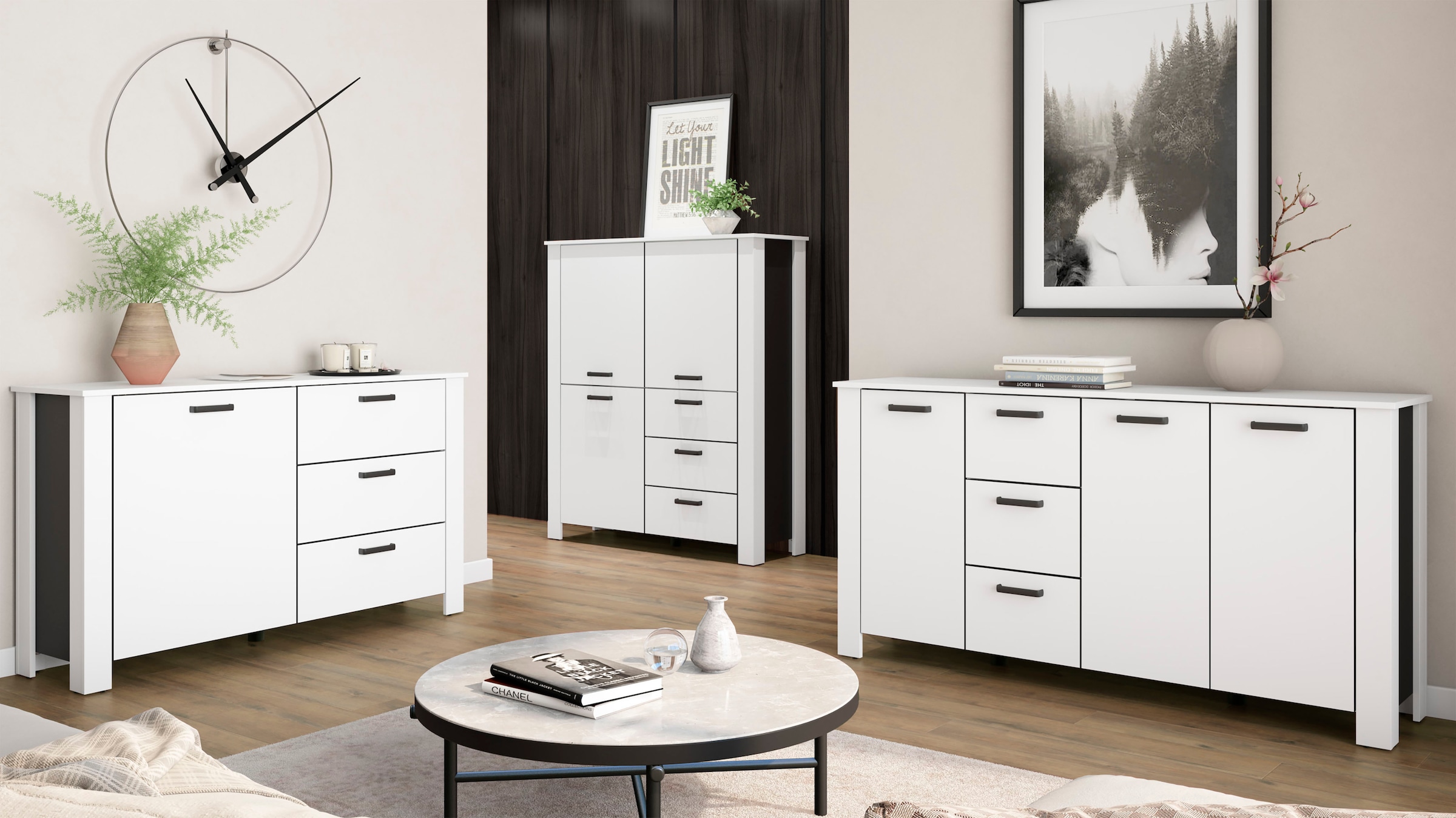 byLIVING Vitrines »Highboard Faro« 1 cuis tlg. 3 Türen und 3 Schubkästen für maximale Ordnung, verschiedene Farben.