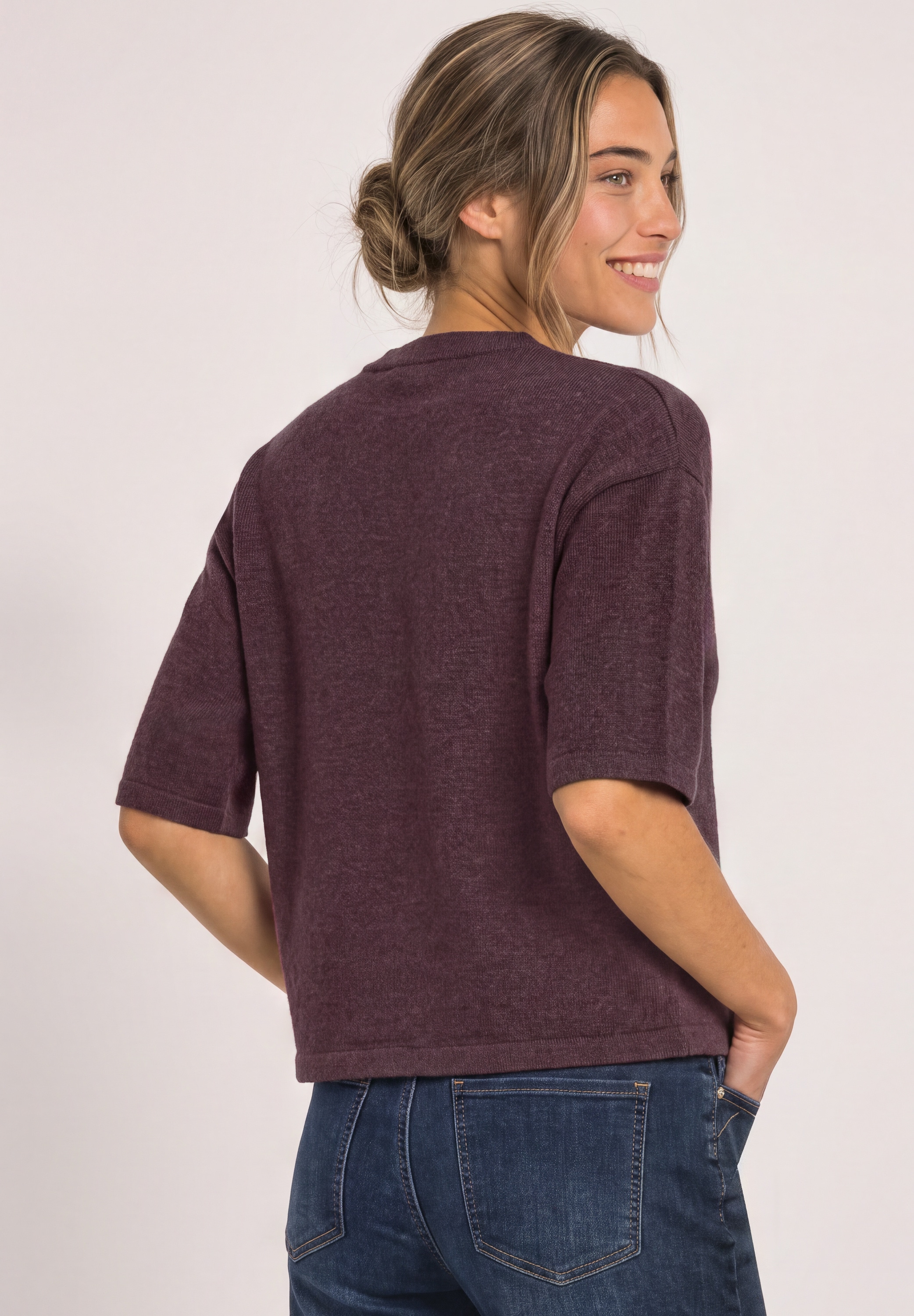 STREET ONE Pull en tricot pull manches 3/4 avec col rond