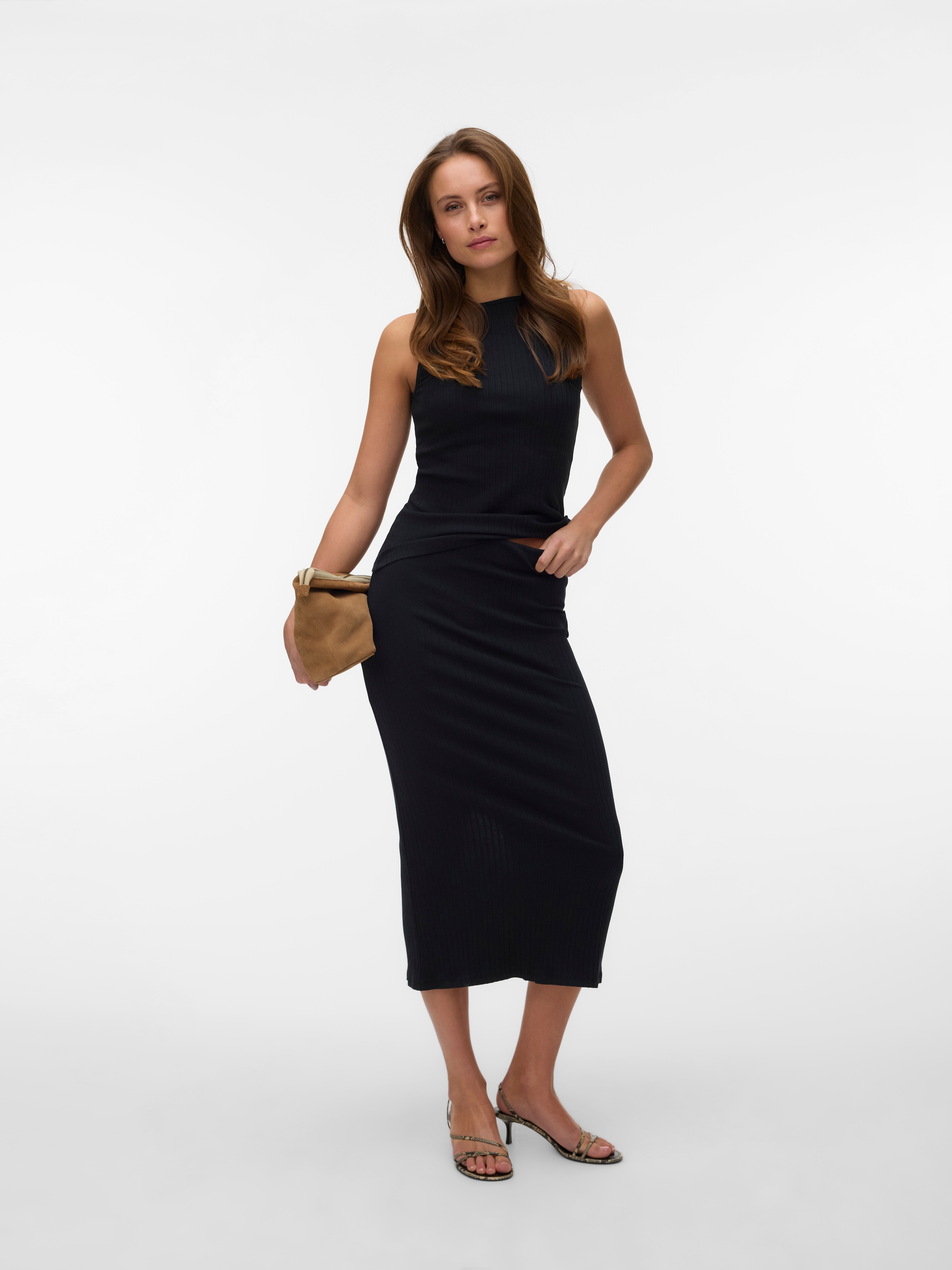 Vero Moda Maxi jupe »VMRUBY NW ANKLE SKIRT JRS NOOS« elastische Baumwollmischung, Gehschlitz