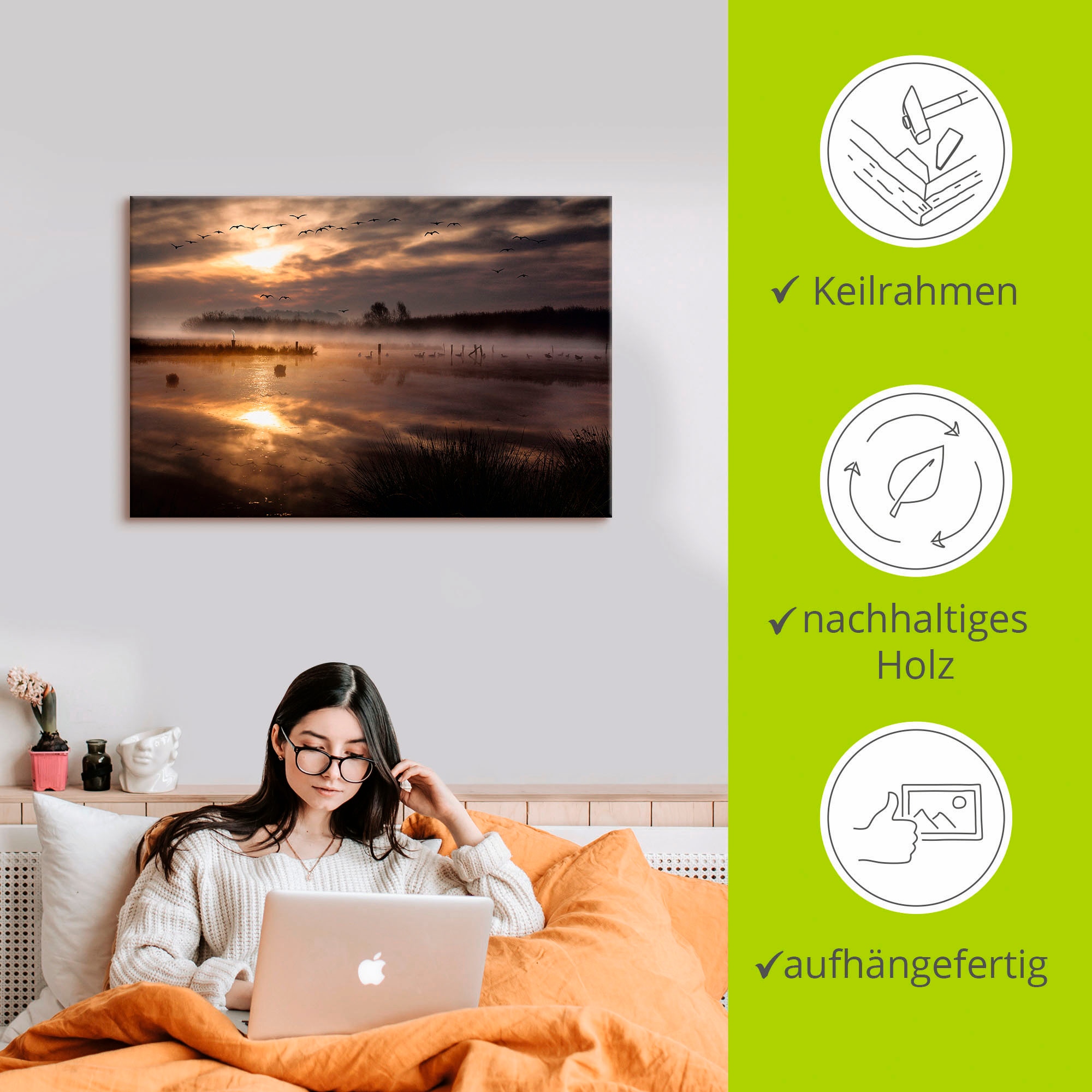 Artland Tableau sur toile »Aufbruch der Zugvögel« 1 cuis tlg. auf Holzrahmen gespannt