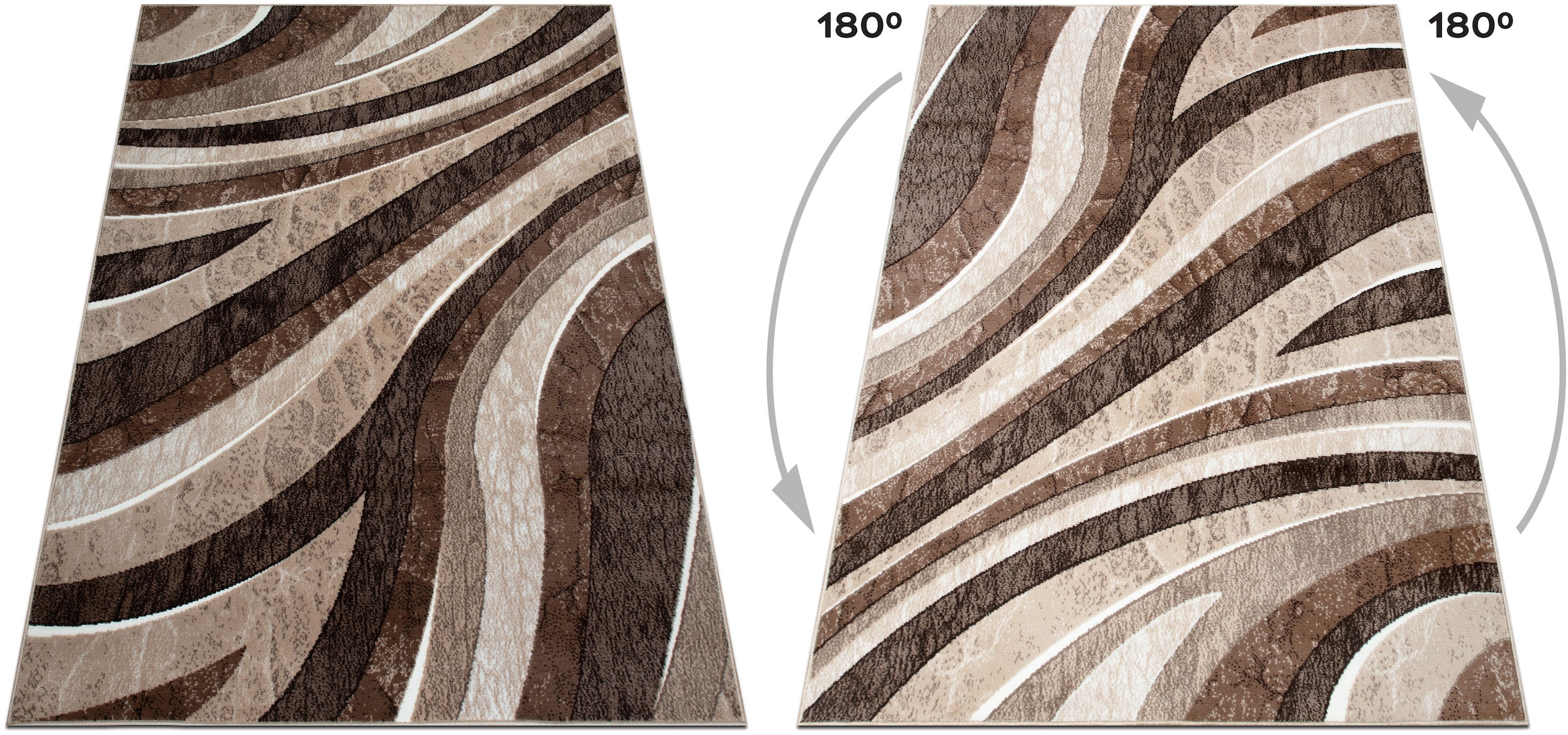 my home Teppich »Livil, modernes Wellen-Design« rechteckig 8 mm Höhe 3D-Effekt, Kurzflor, Wohnzimmer, Esszimmer, Schlafzimmer