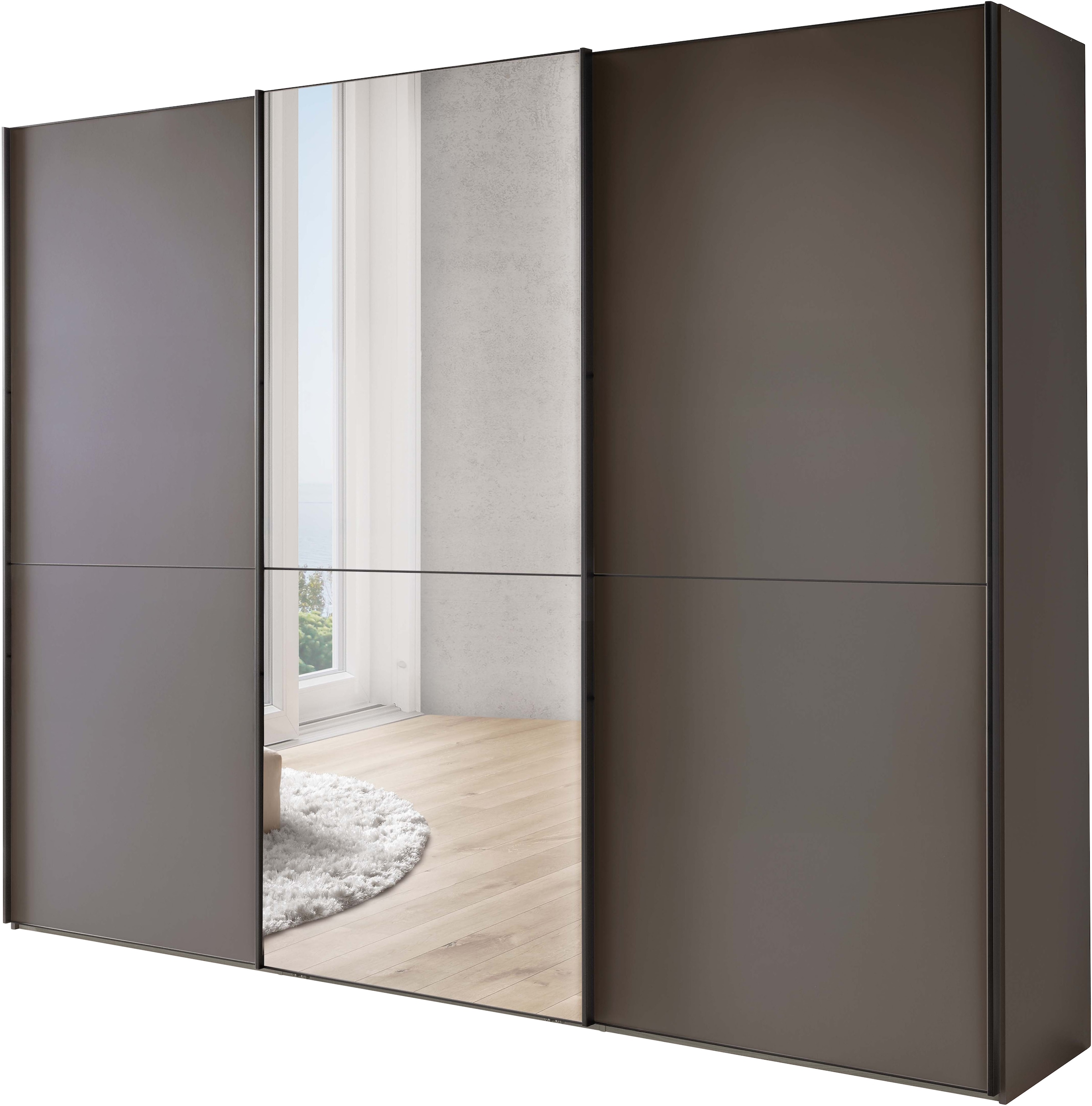 WIEMANN Schwebetürenschrank »Phoenix, Made in Germany, modernes Design, Highlight, Blickfang« Viele Farbkombinationen, in 4 Breiten und in 2 Höhen erhältlich,  maximaler Staurraum, inkl.Einlegeböden, Wäscheböden u. Dämpfer