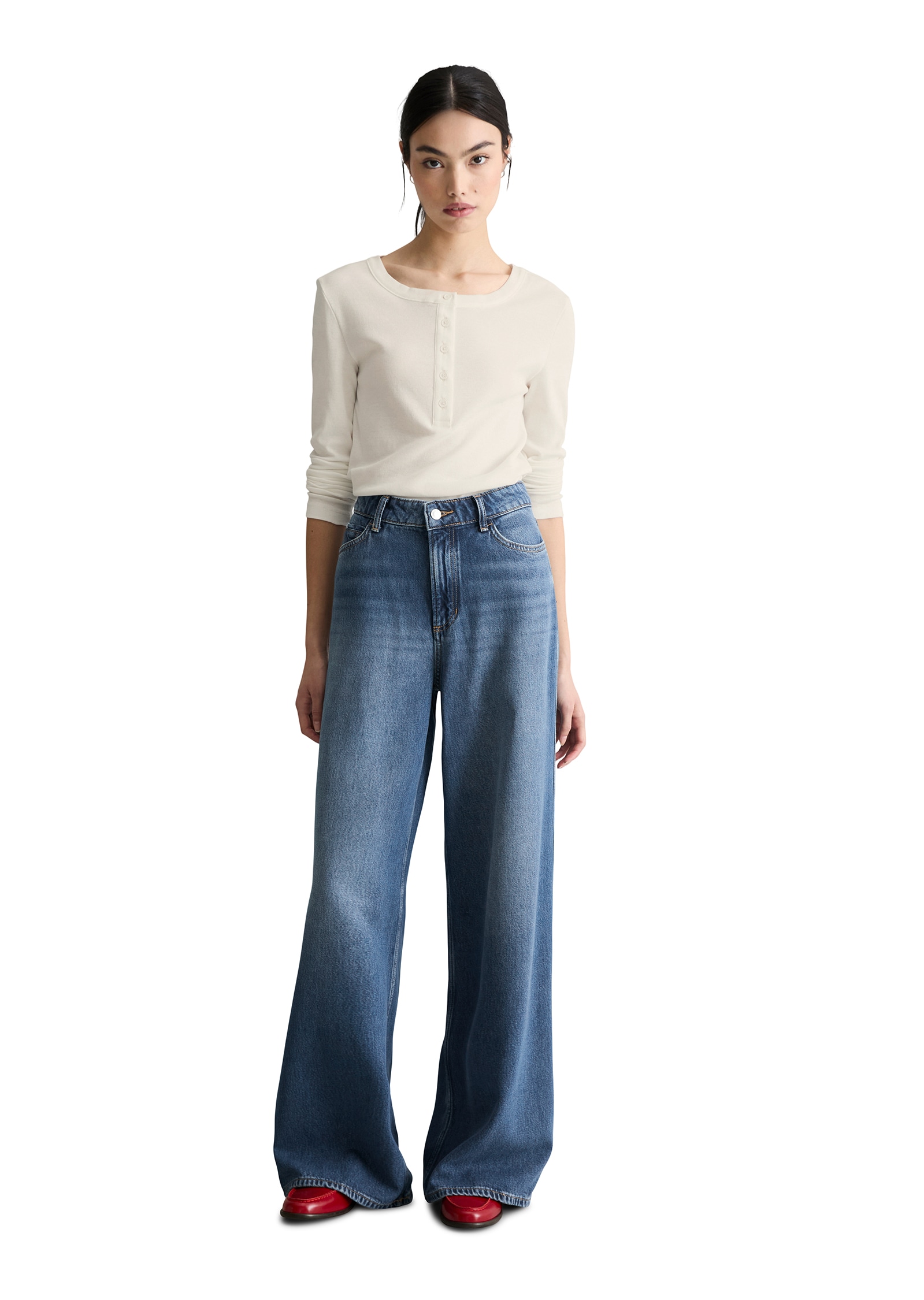 Marc O'Polo DENIM Weite Jeans Model Anjo wide aus fliessendem Lyocell-Mix, High Waist