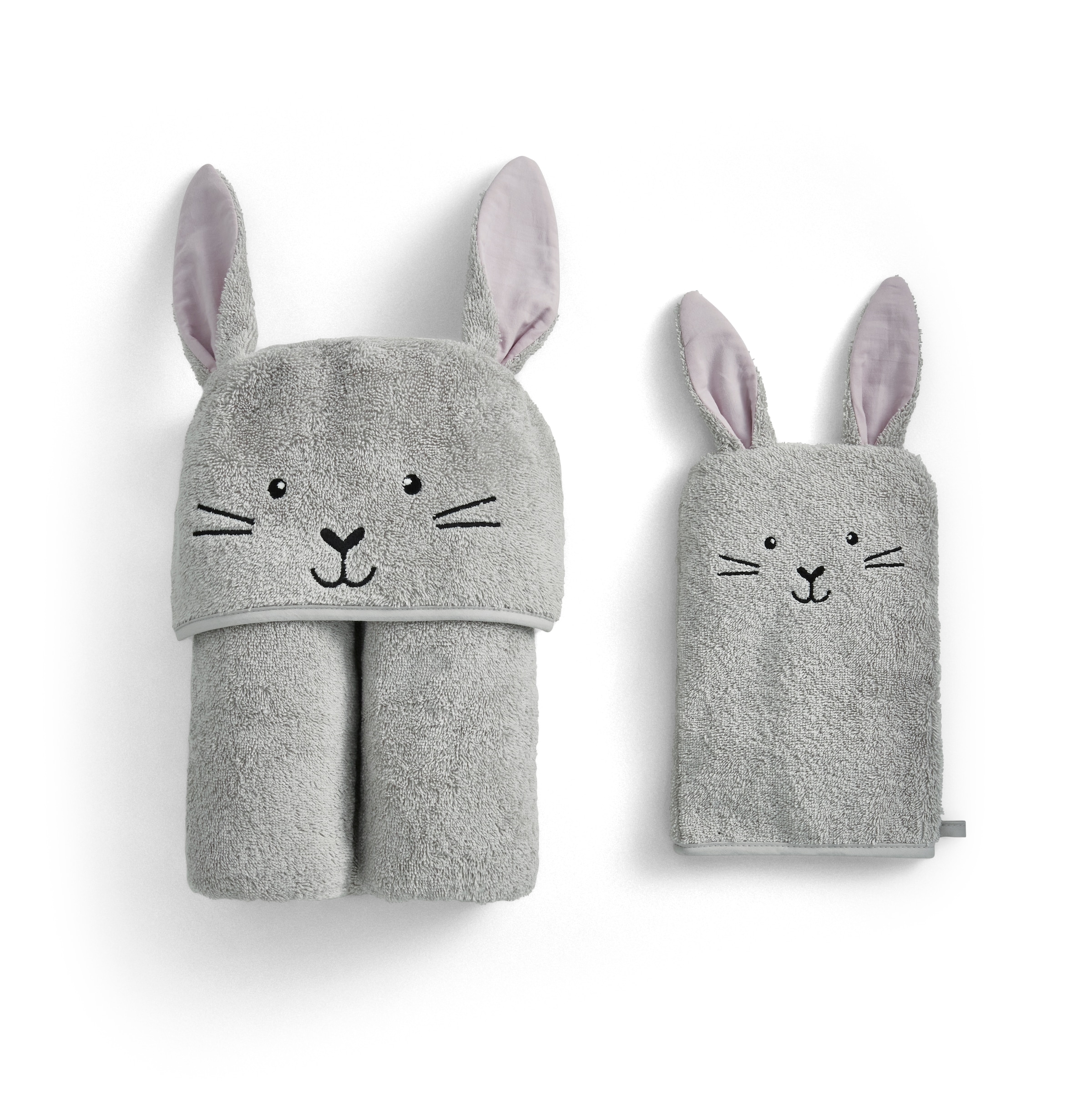 Christy Set de serviettes »Christy Baby Hase« Ensemble 2 cuis Frottee en feutre 1 serviette de bain à capuche (95x90 cm) et 1 gant de toilette (23x15 cm)